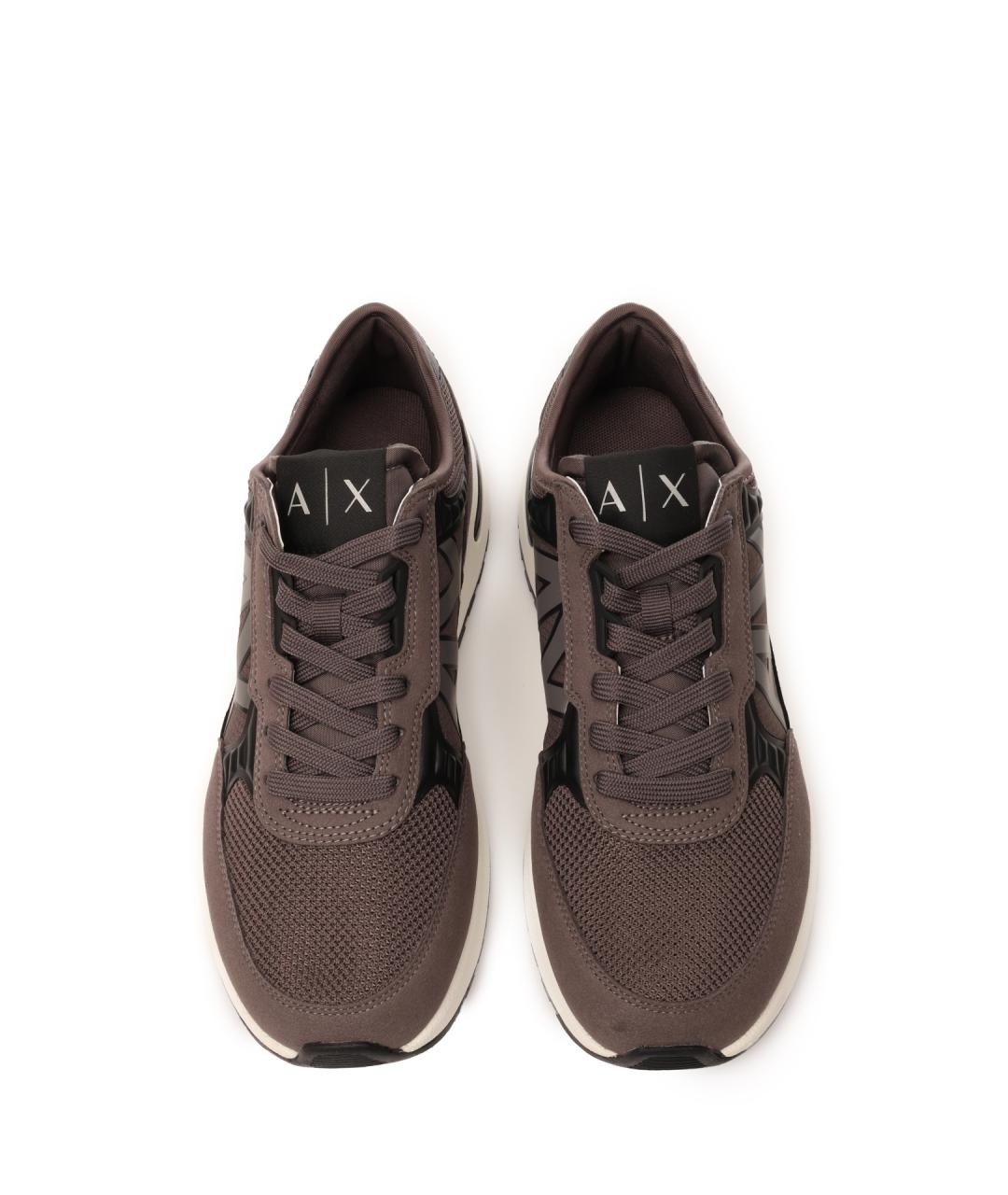 ARMANI EXCHANGE Коричневые текстильные низкие кроссовки / кеды, фото 4