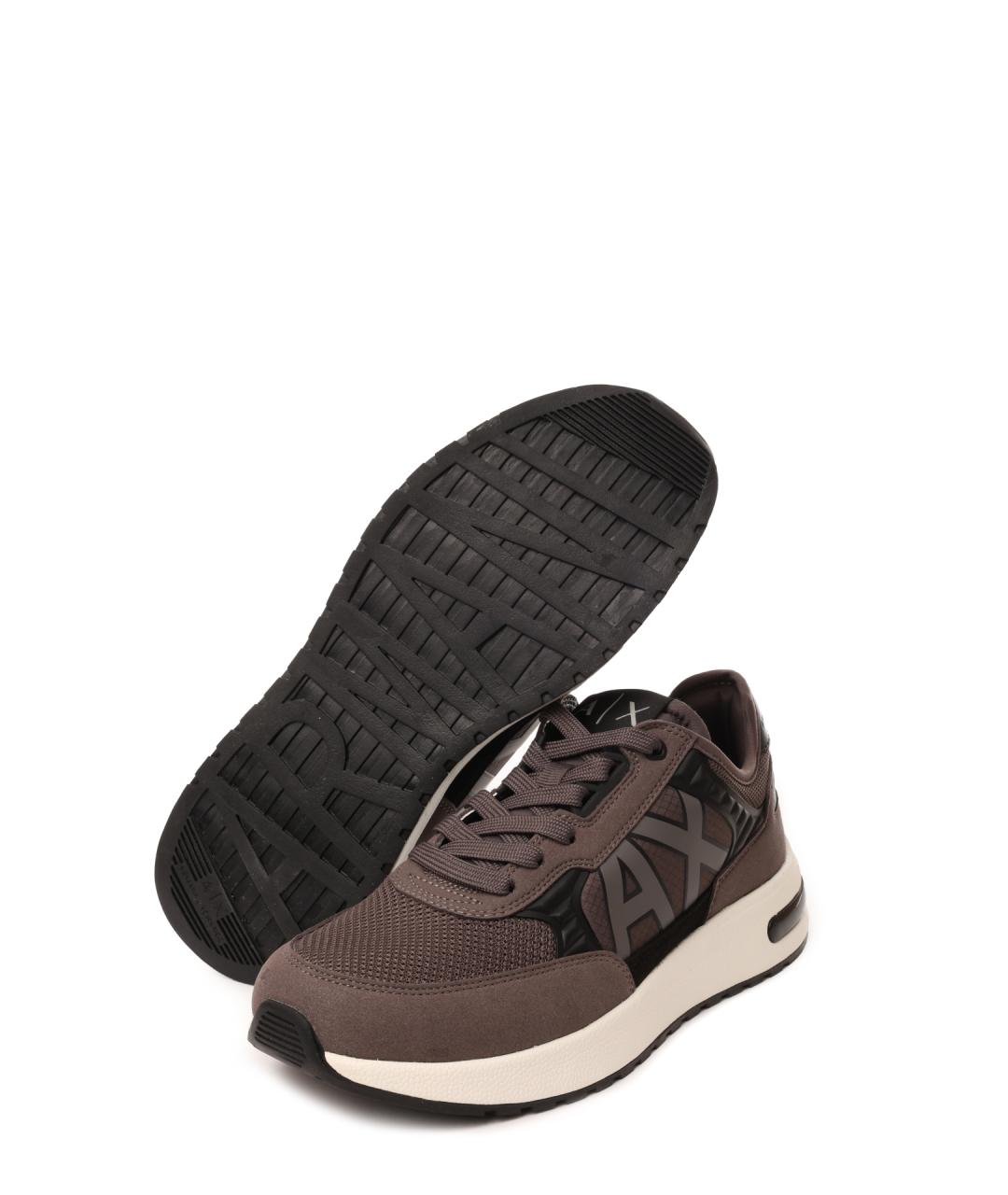 ARMANI EXCHANGE Коричневые текстильные низкие кроссовки / кеды, фото 5