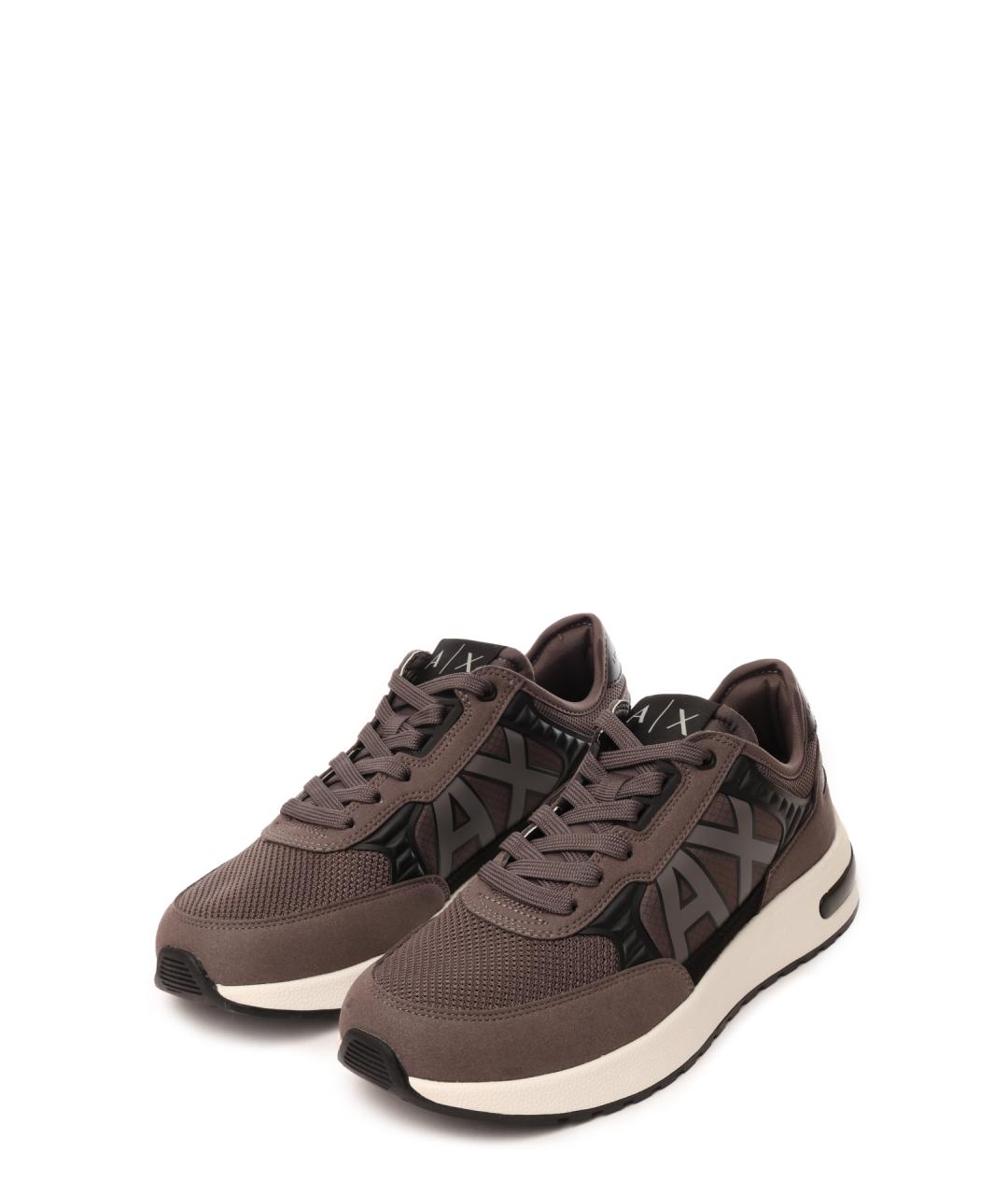 ARMANI EXCHANGE Коричневые текстильные низкие кроссовки / кеды, фото 2