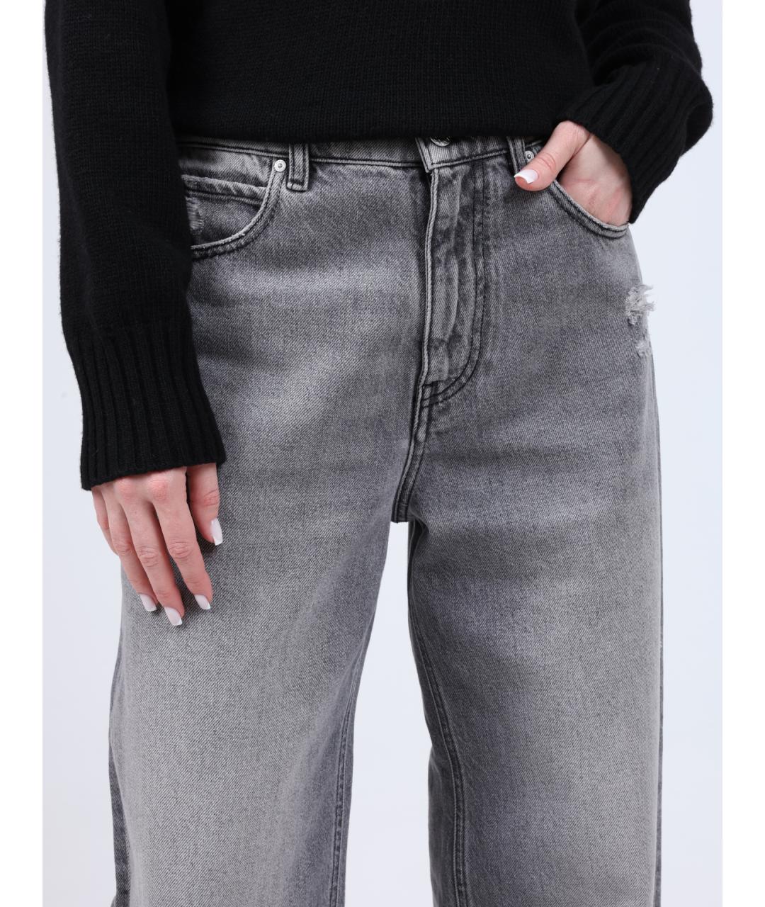 PINKO Серые хлопковые прямые джинсы, фото 4