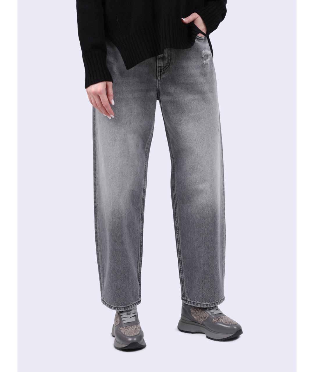 PINKO Серые хлопковые прямые джинсы, фото 6