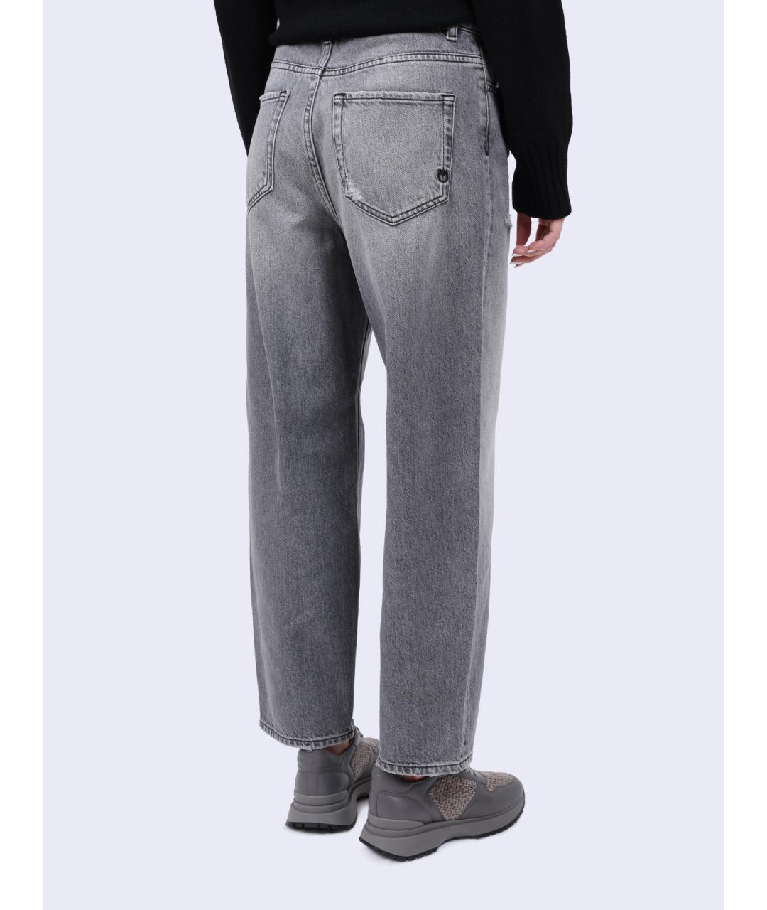 PINKO Серые хлопковые прямые джинсы, фото 5