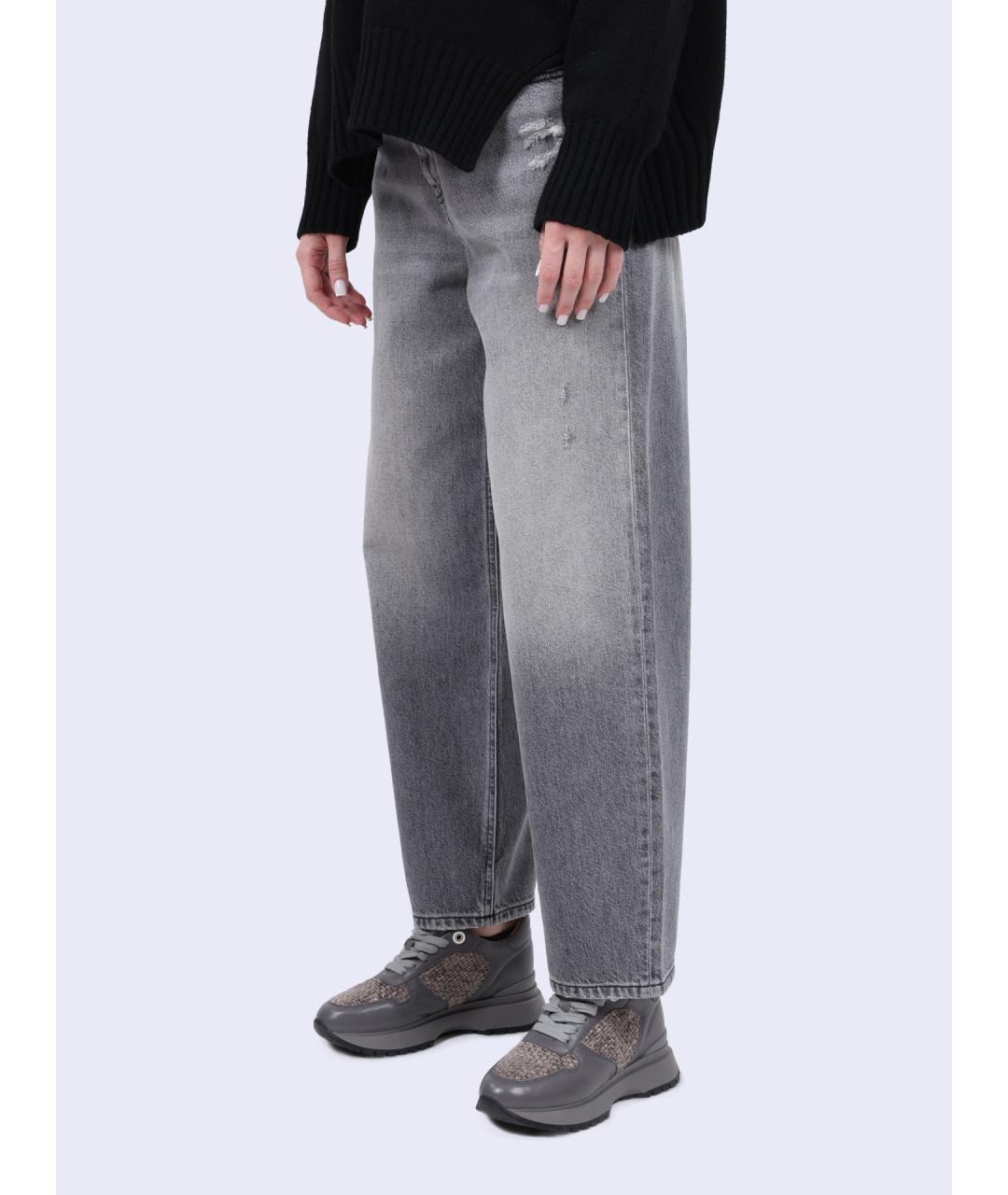 PINKO Серые хлопковые прямые джинсы, фото 3