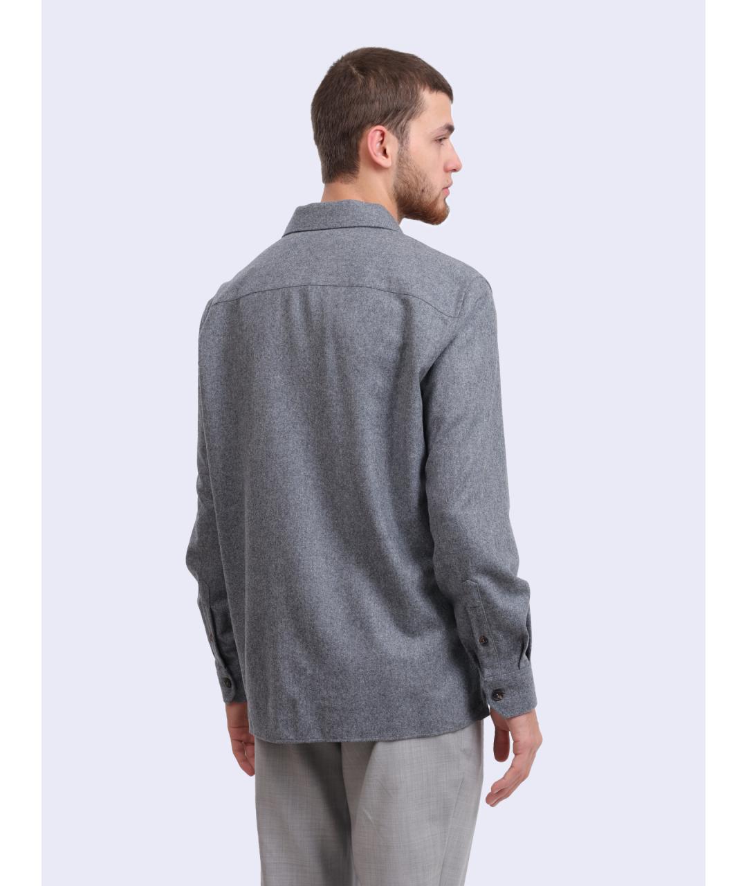 BRUNELLO CUCINELLI Серая шерстяная кэжуал рубашка, фото 4