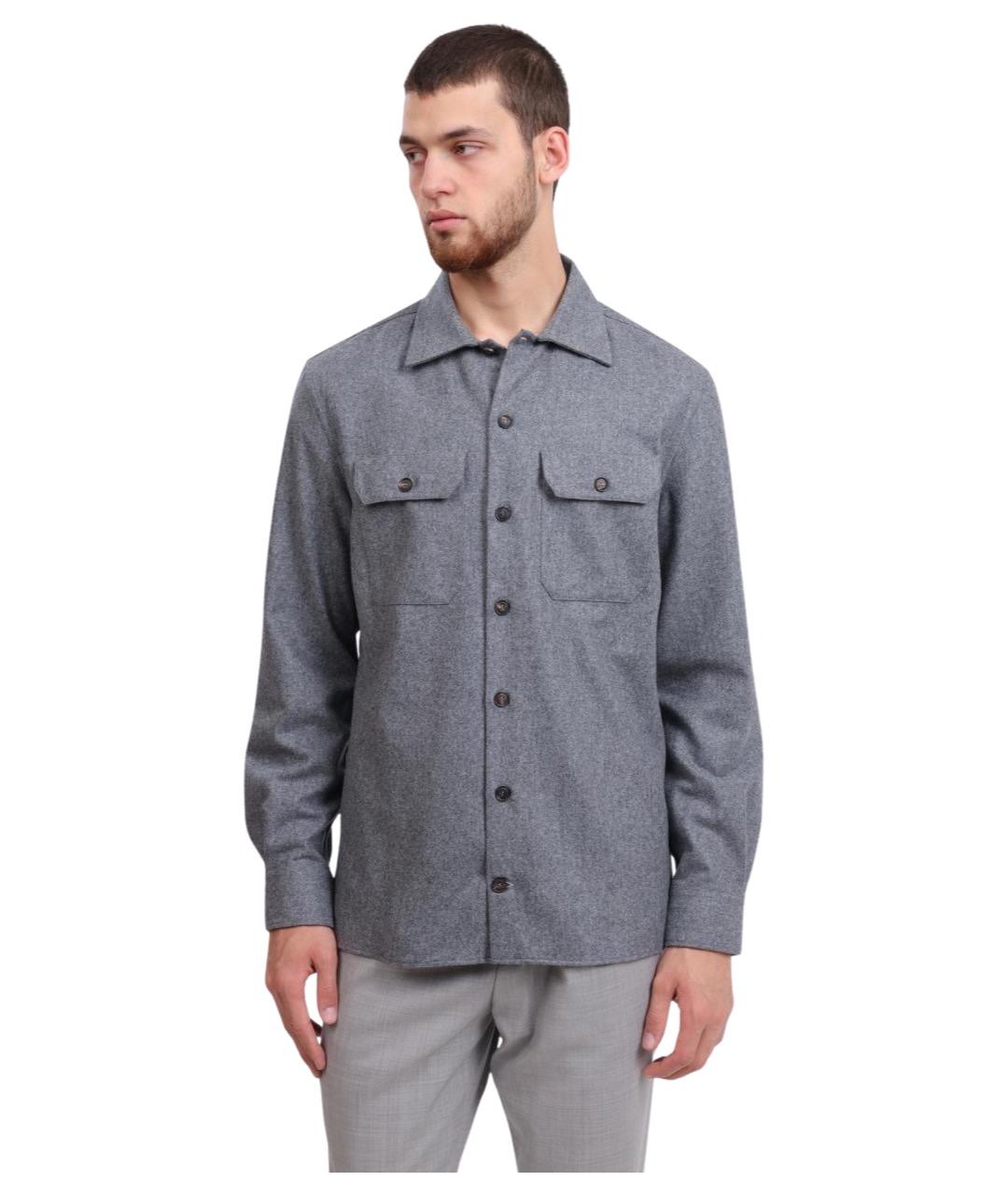 BRUNELLO CUCINELLI Серая шерстяная кэжуал рубашка, фото 1