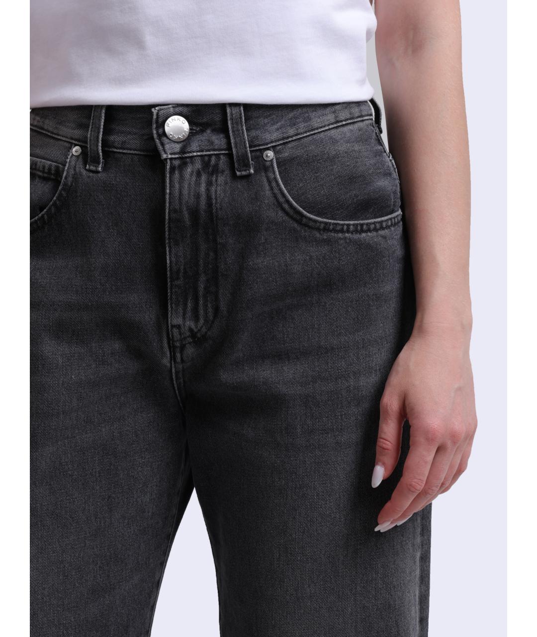 PINKO Черные хлопковые прямые джинсы, фото 4