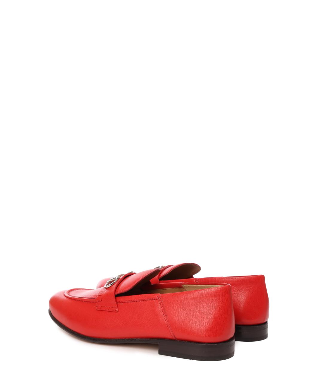 FERRAGAMO Красные кожаные лоферы, фото 5