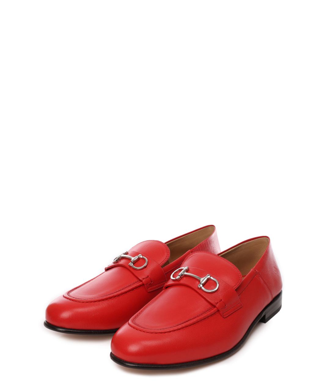 FERRAGAMO Красные кожаные лоферы, фото 2