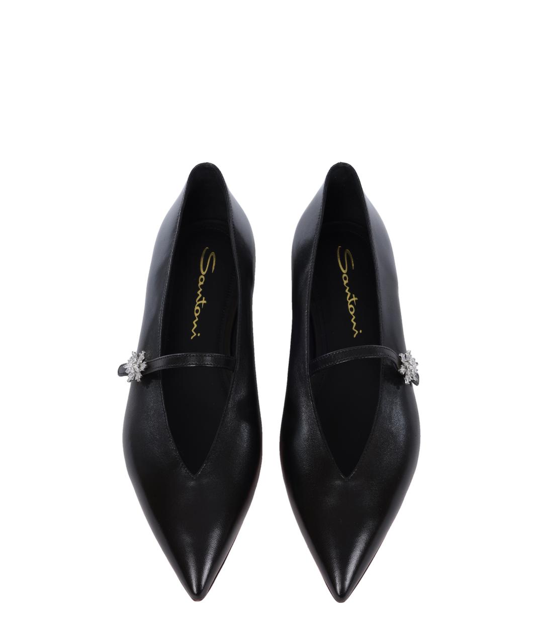 SANTONI Черные кожаные балетки, фото 3