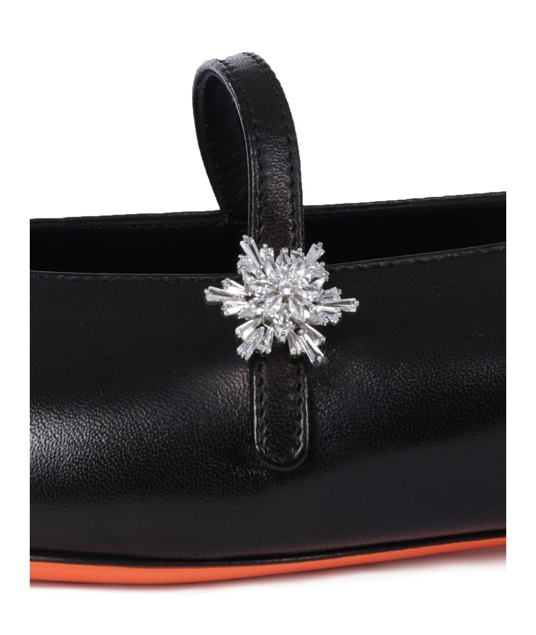 SANTONI Черные кожаные балетки, фото 4