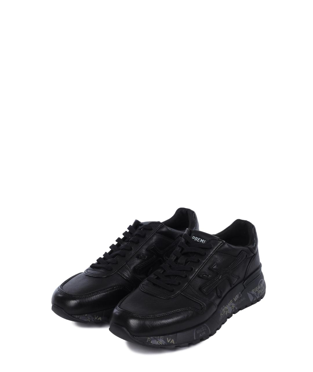 PREMIATA Черные кожаные низкие кроссовки / кеды, фото 2