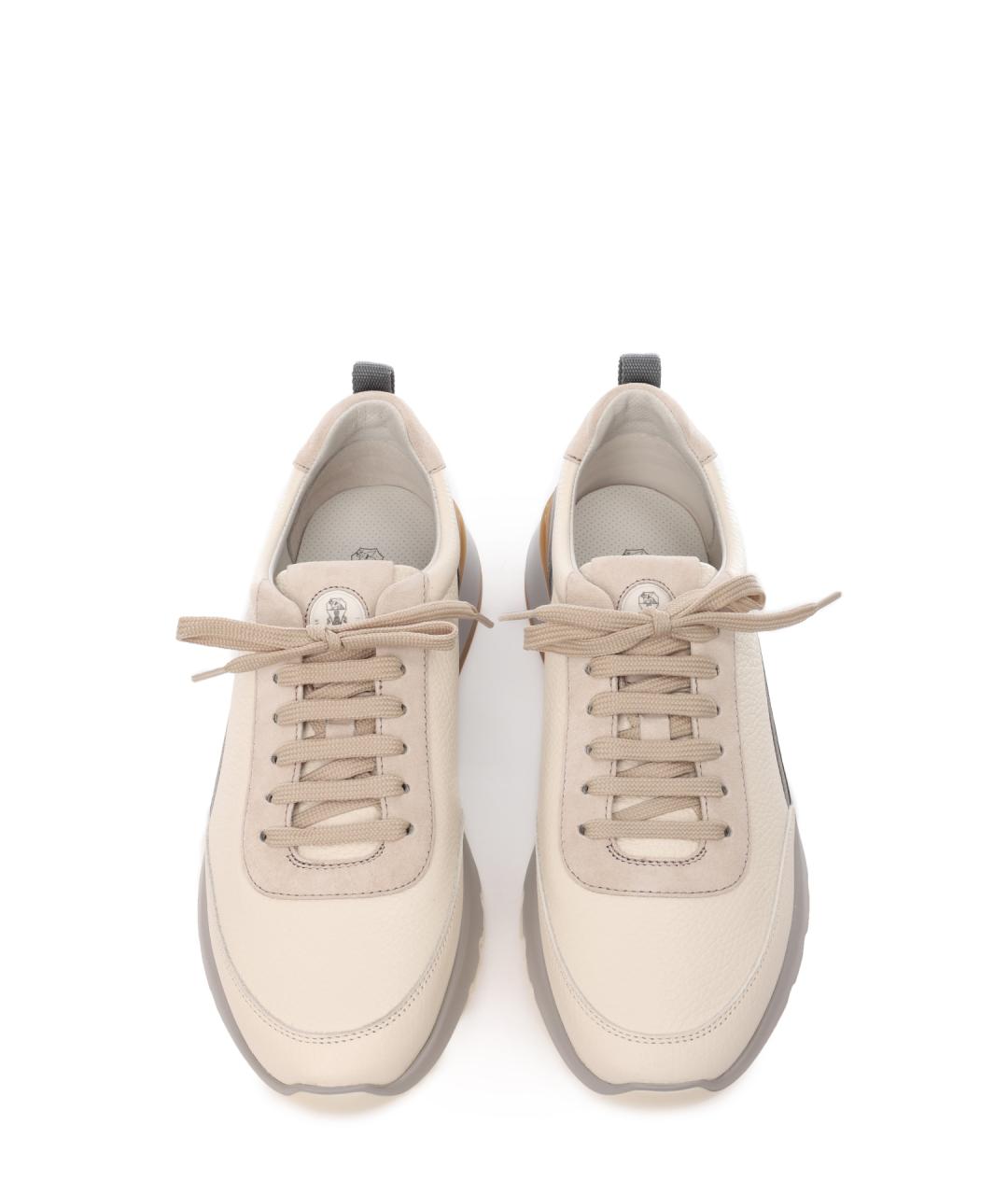 BRUNELLO CUCINELLI Белые кожаные низкие кроссовки / кеды, фото 6