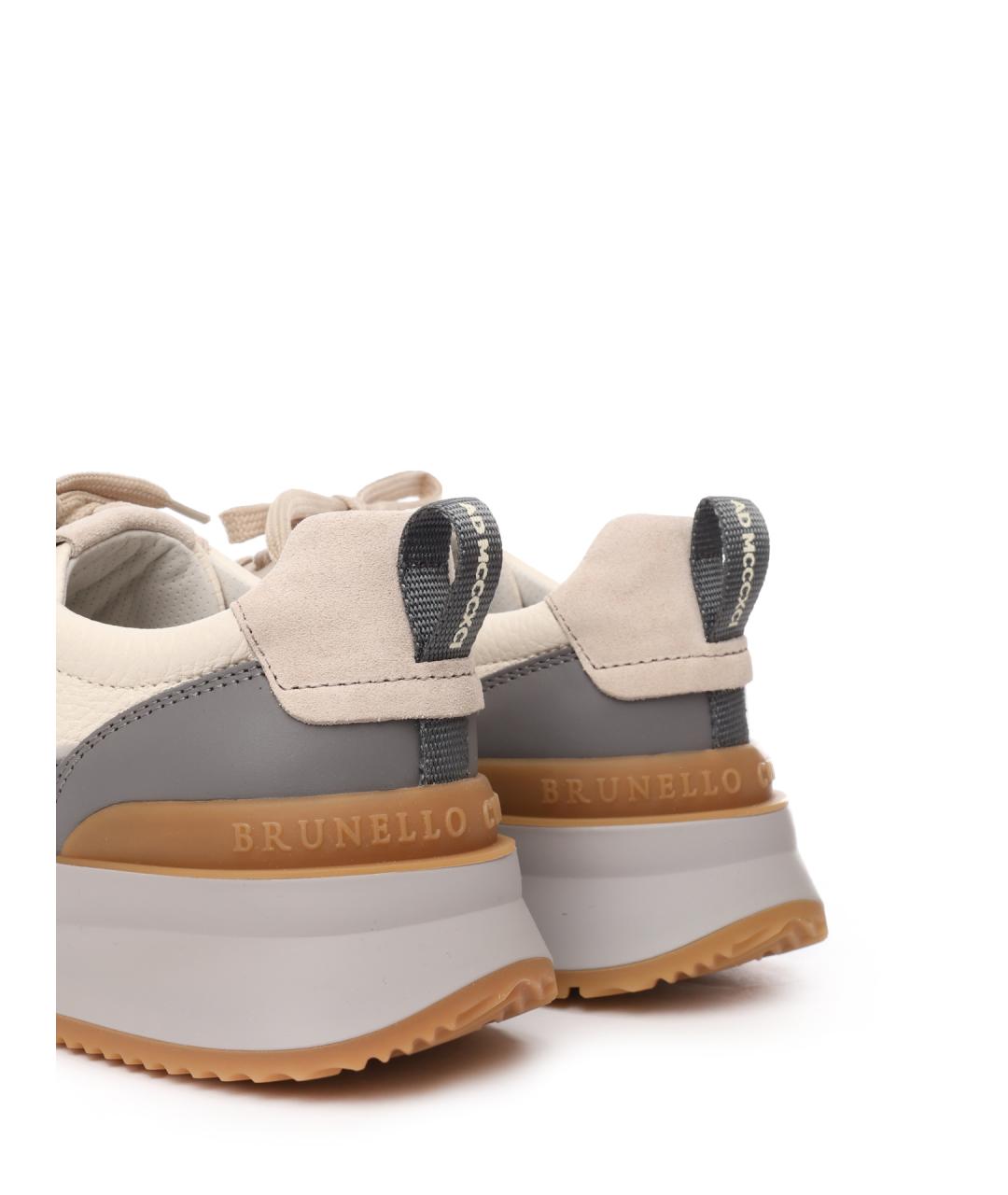 BRUNELLO CUCINELLI Белые кожаные низкие кроссовки / кеды, фото 7