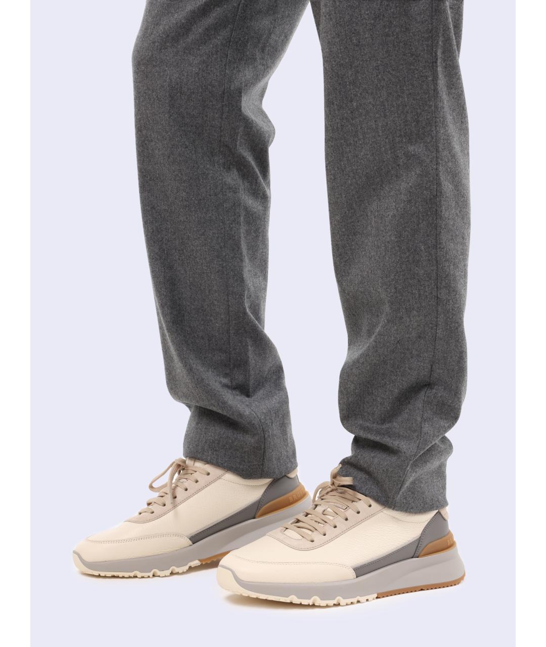 BRUNELLO CUCINELLI Белые кожаные низкие кроссовки / кеды, фото 2