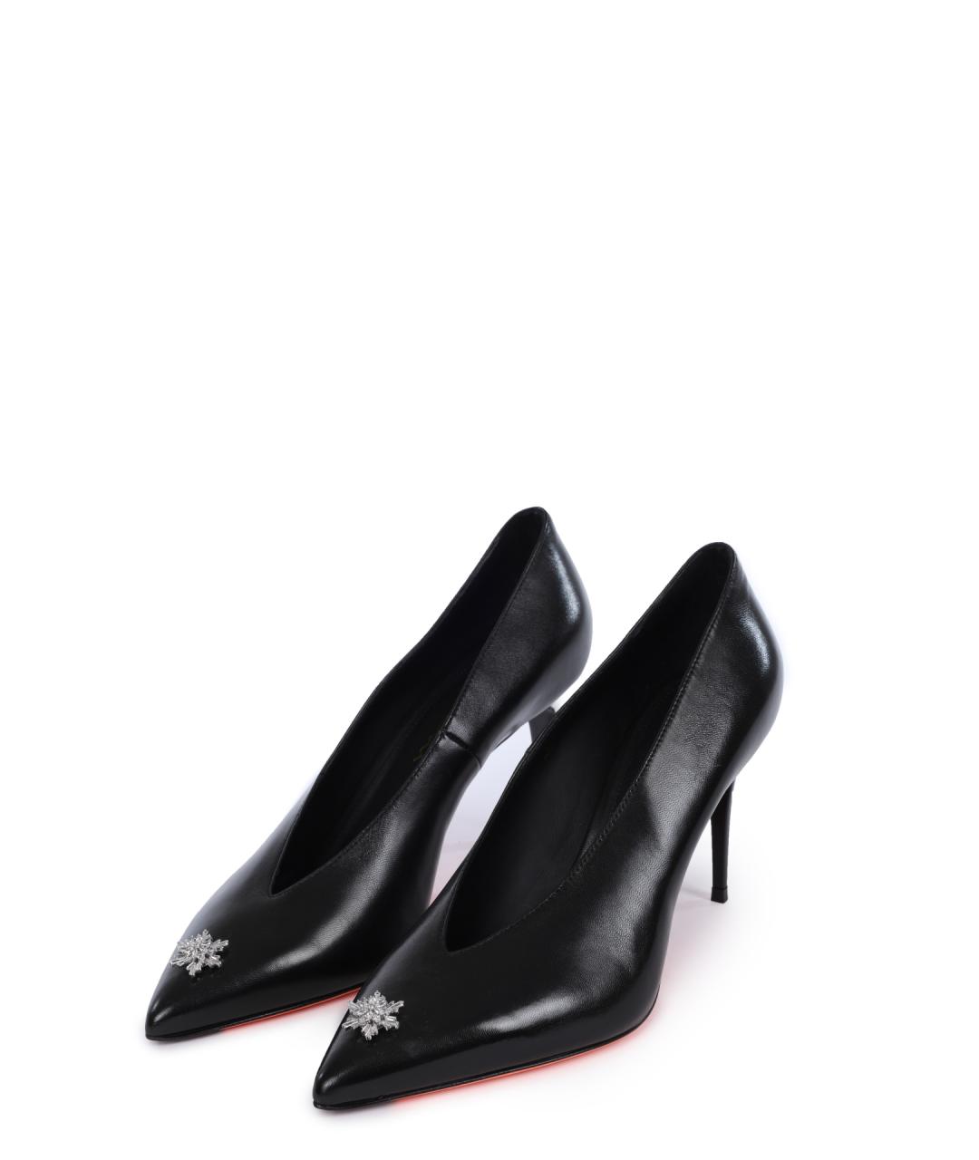 SANTONI Черные кожаные туфли, фото 3