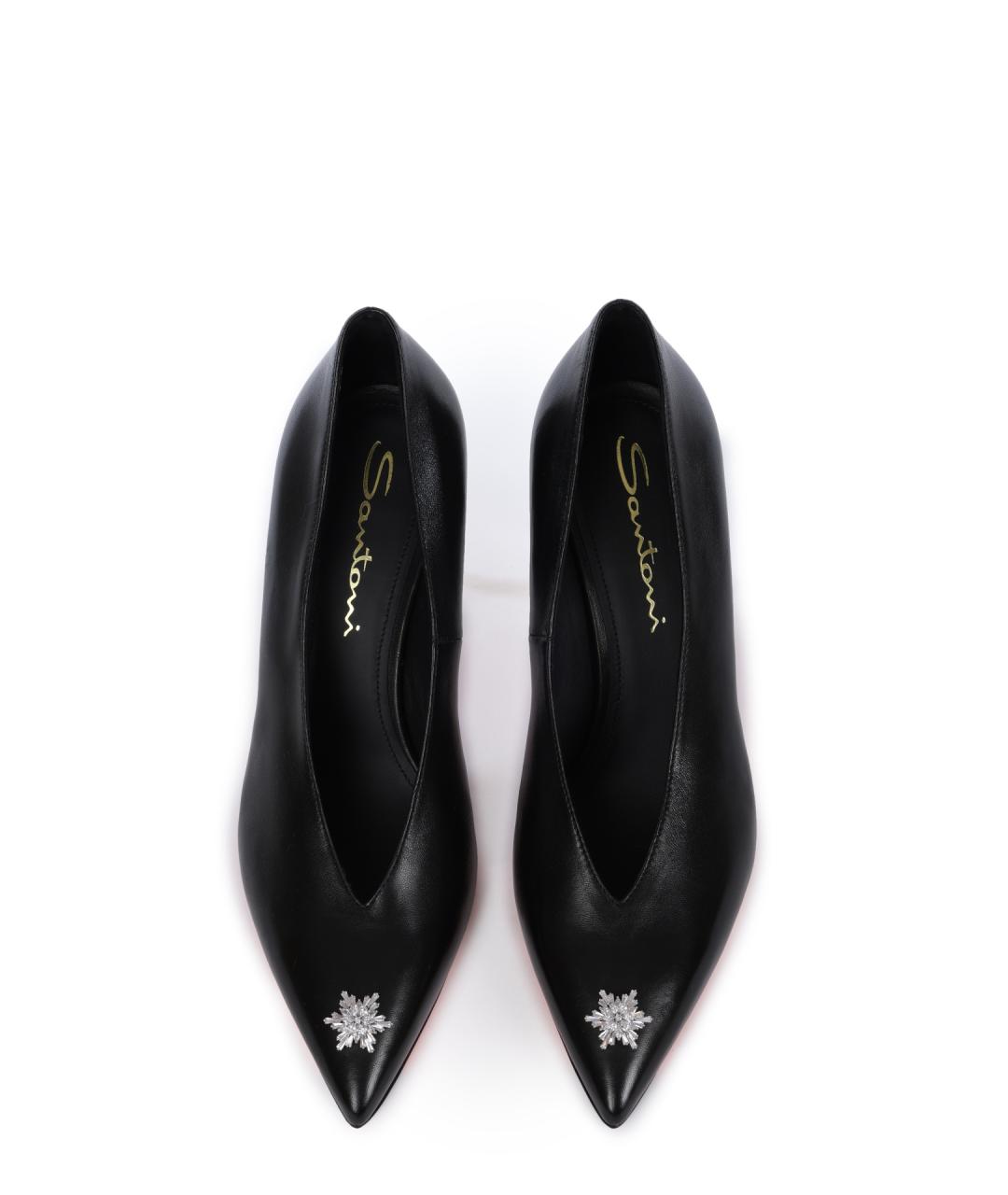 SANTONI Черные кожаные туфли, фото 2