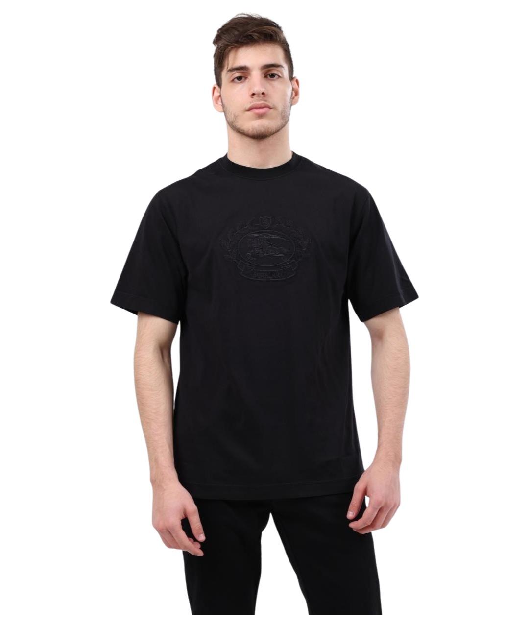 BURBERRY Черная хлопковая футболка, фото 1