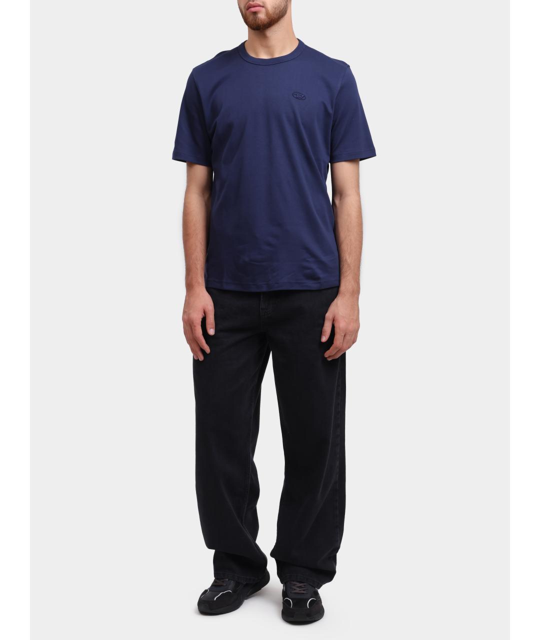 DIESEL Темно-синяя хлопковая футболка, фото 2