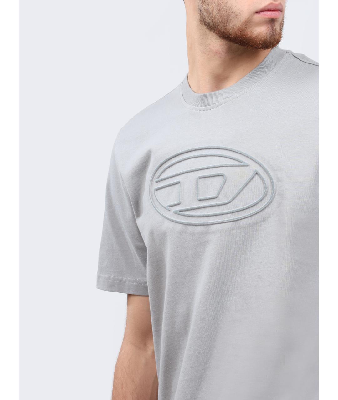 DIESEL Серая хлопковая футболка, фото 4