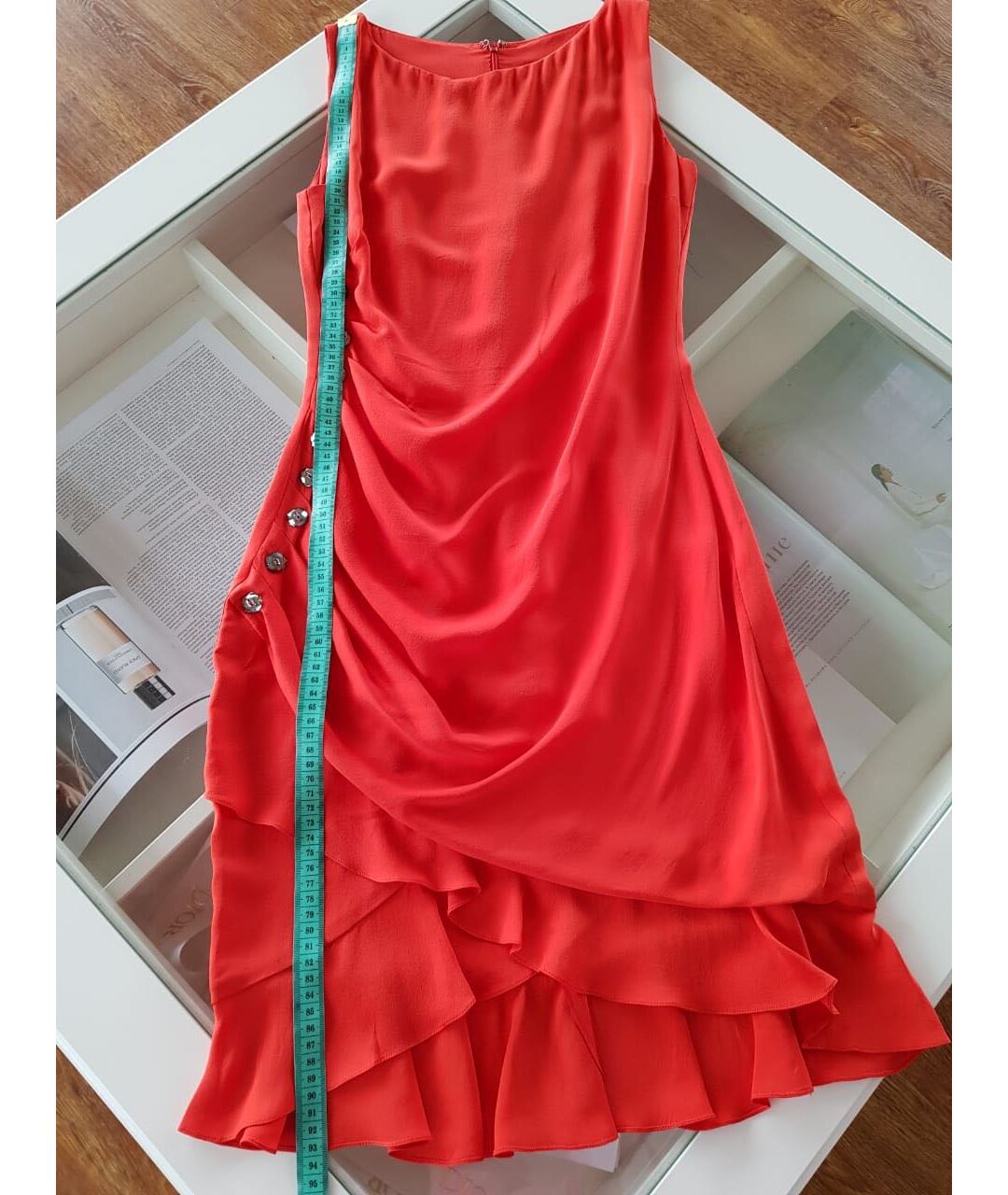 AZZARO Красное шелковое повседневное платье, фото 5