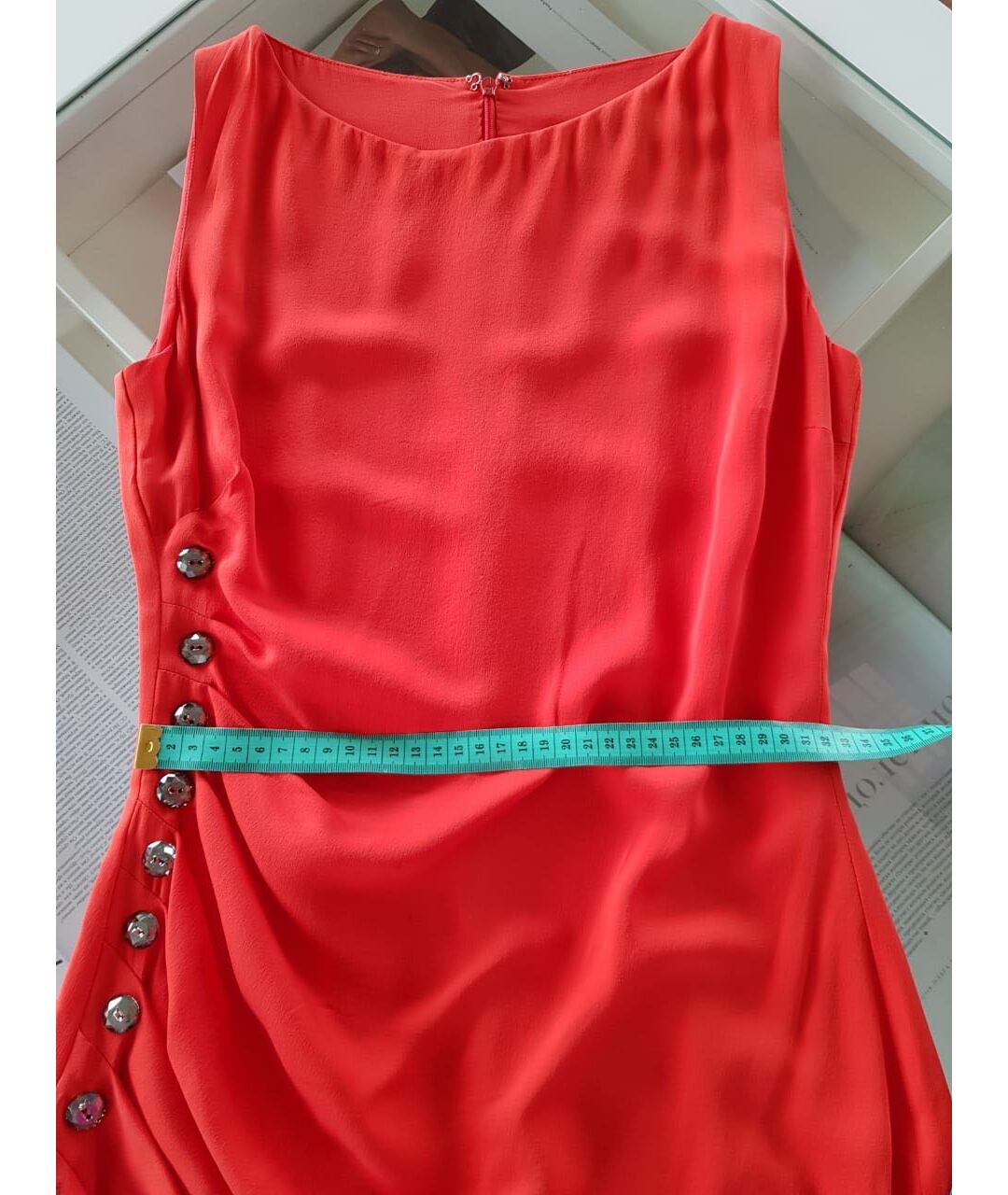 AZZARO Красное шелковое повседневное платье, фото 7