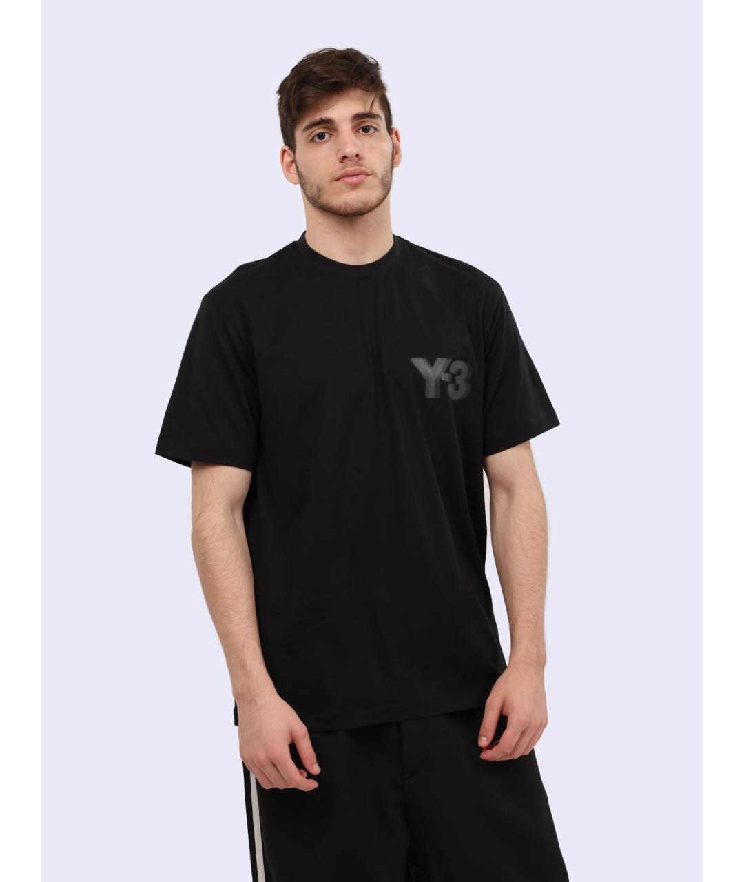 Y-3 Черная хлопковая футболка, фото 2