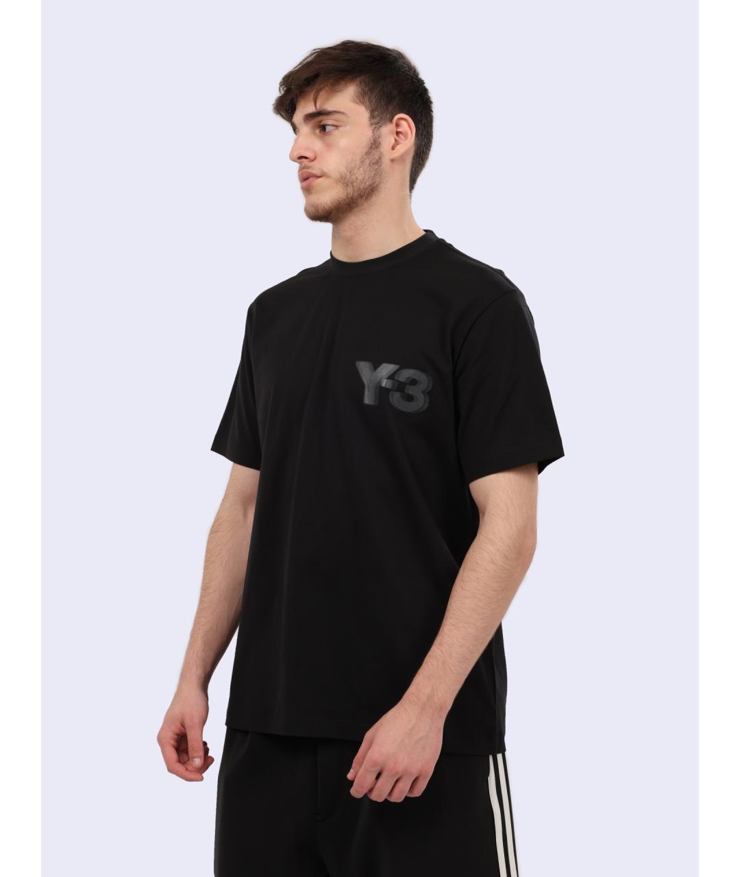 Y-3 Черная хлопковая футболка, фото 3