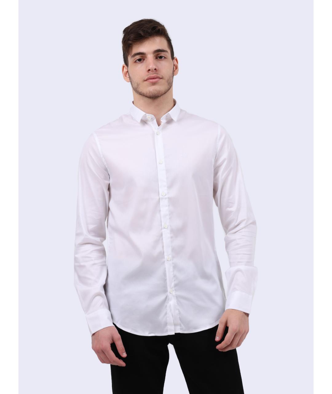 ARMANI EXCHANGE Белая хлопко-лиоцелловая кэжуал рубашка, фото 5