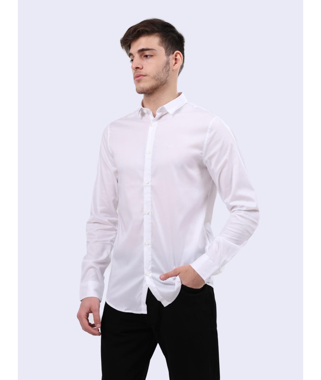 ARMANI EXCHANGE Белая хлопко-лиоцелловая кэжуал рубашка, фото 3
