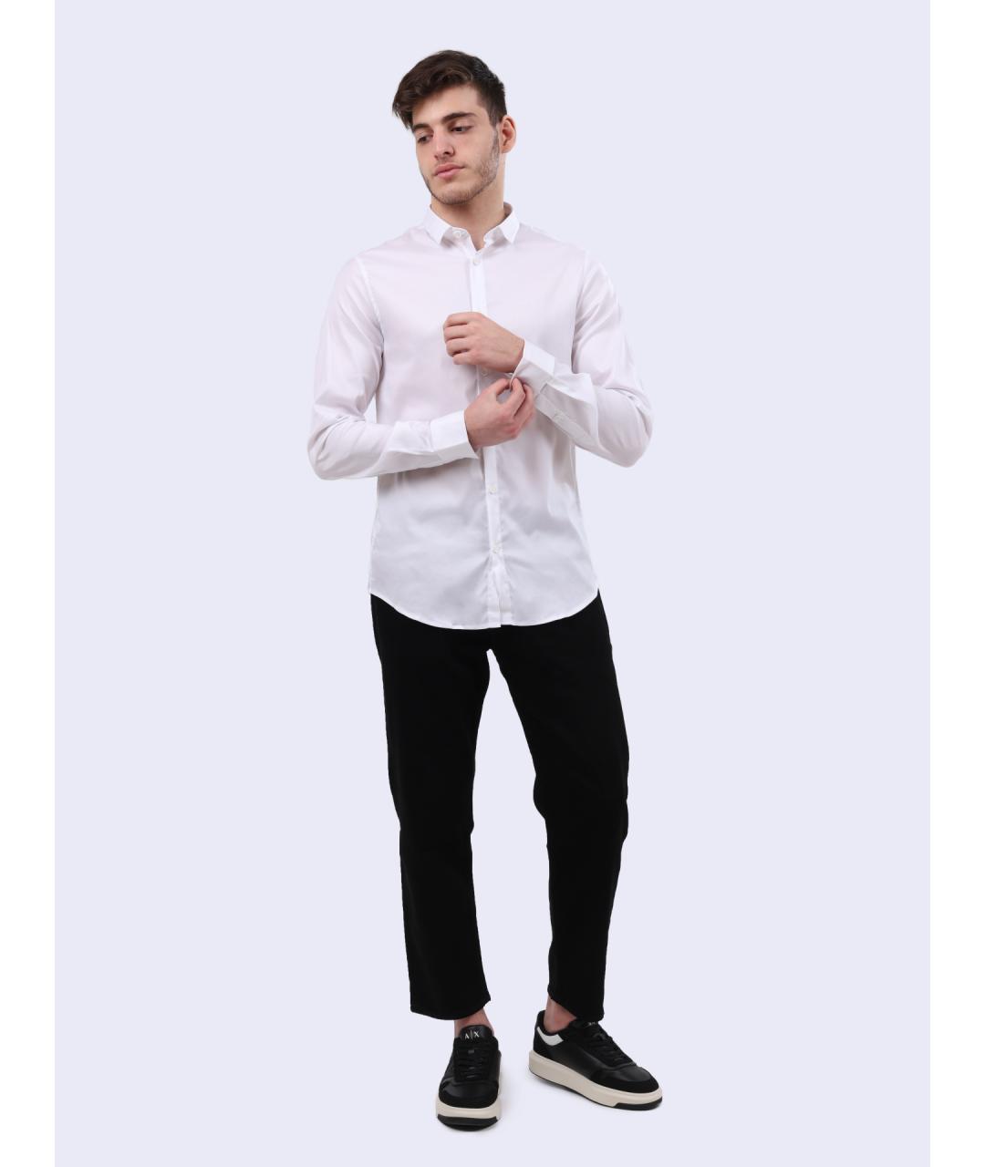 ARMANI EXCHANGE Белая хлопко-лиоцелловая кэжуал рубашка, фото 2