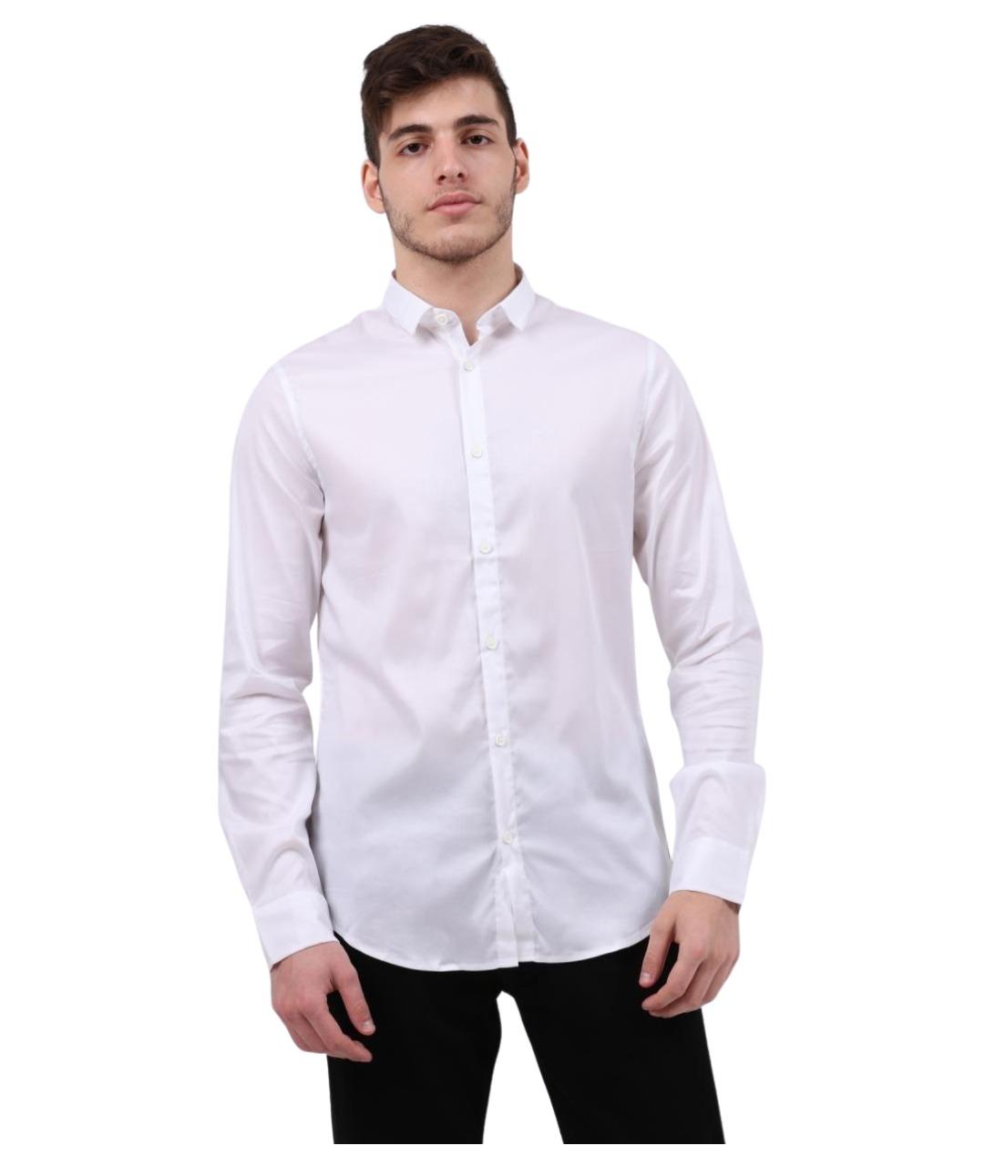 ARMANI EXCHANGE Белая хлопко-лиоцелловая кэжуал рубашка, фото 1