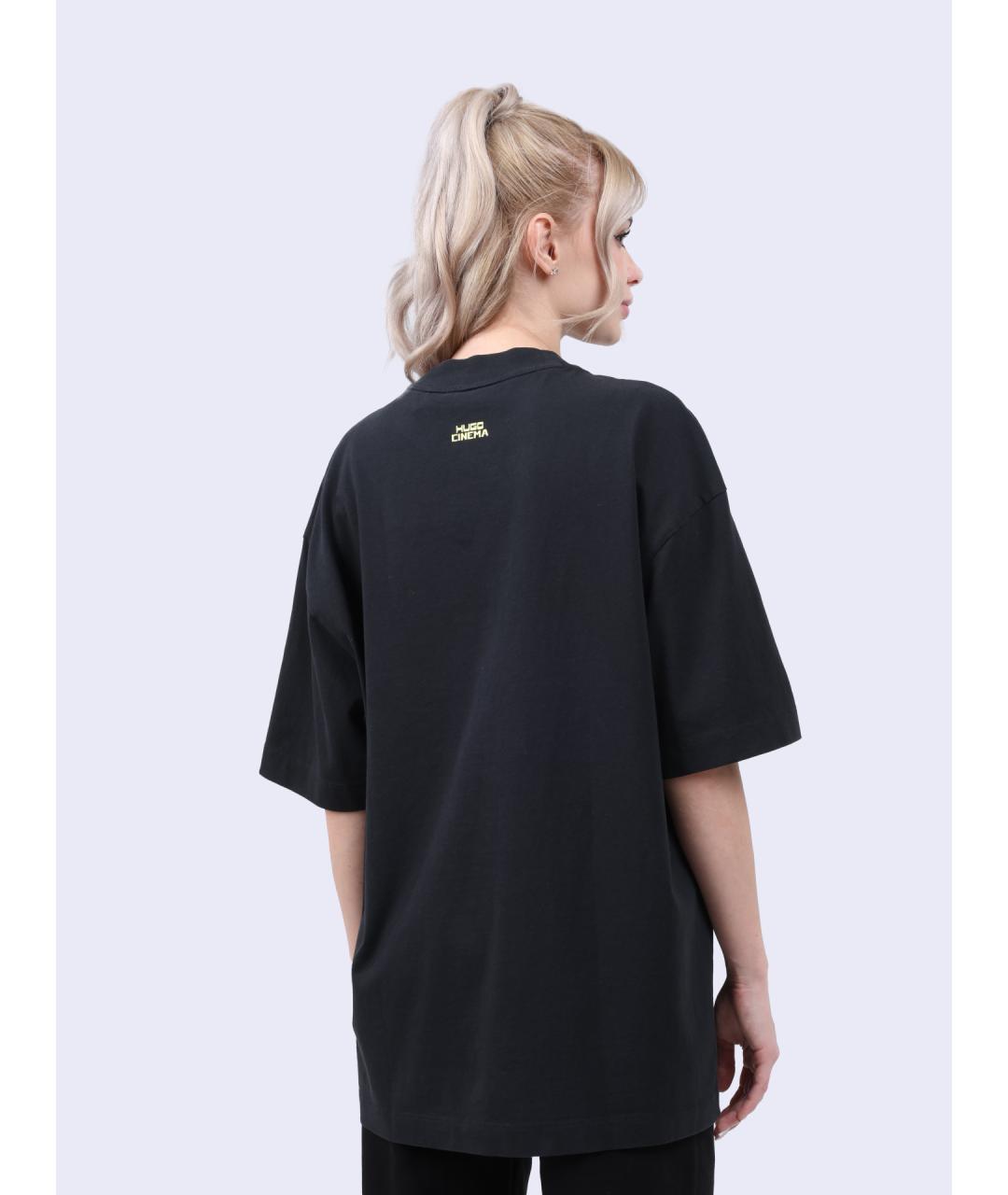 HUGO Черная хлопковая футболка, фото 4