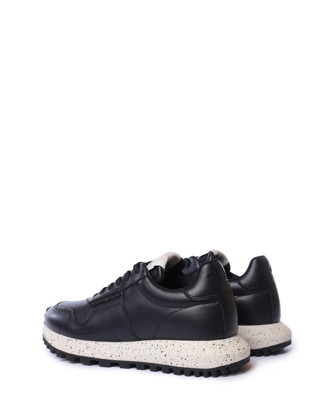 EMPORIO ARMANI Синие кожаные низкие кроссовки / кеды, фото 5