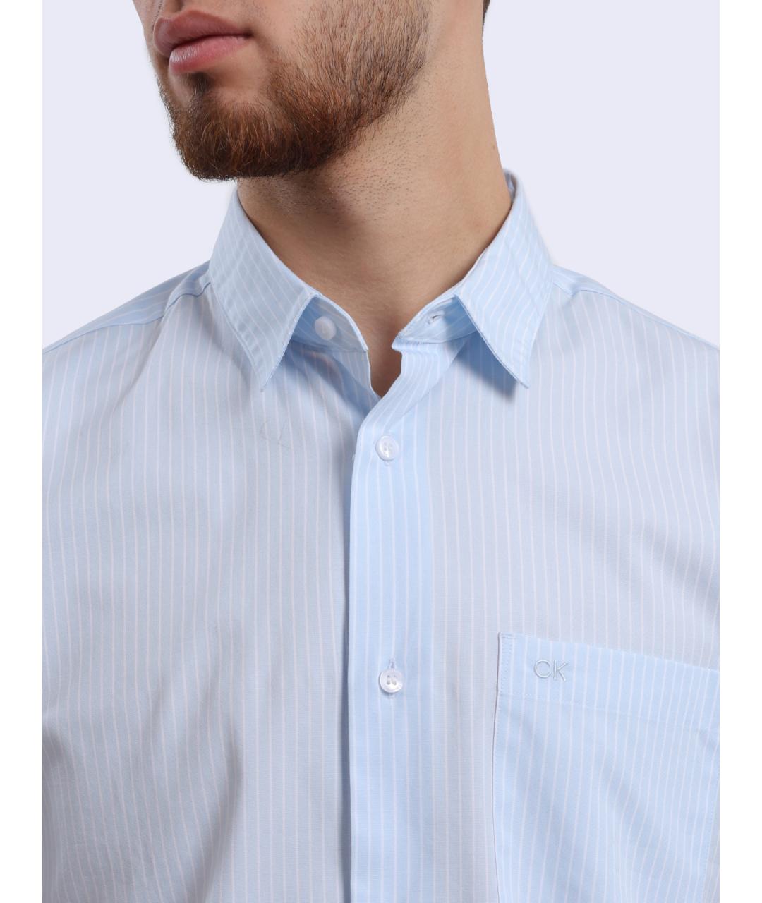 CALVIN KLEIN Голубая хлопковая кэжуал рубашка, фото 4