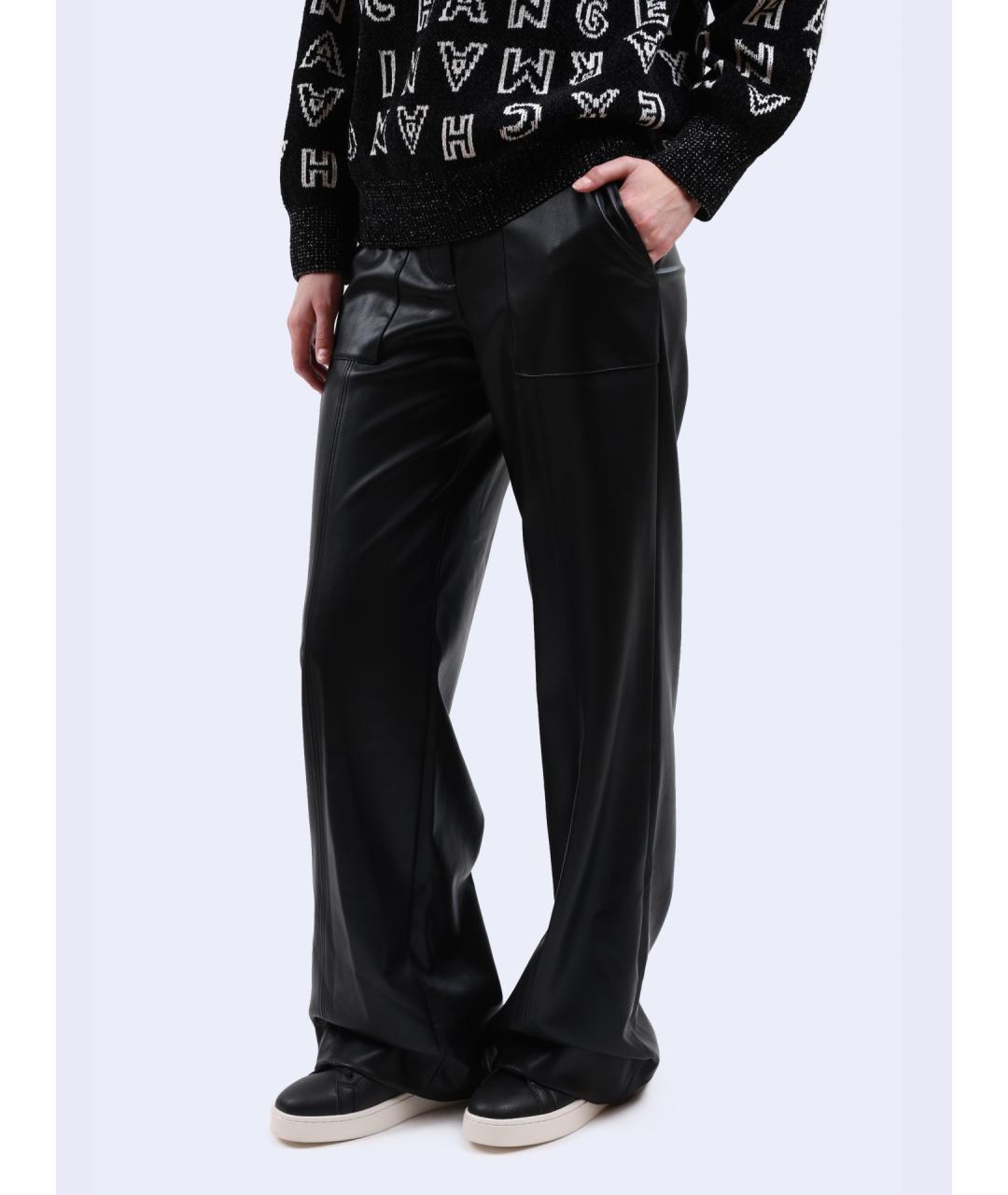 ARMANI EXCHANGE Черные кожаные прямые брюки, фото 3