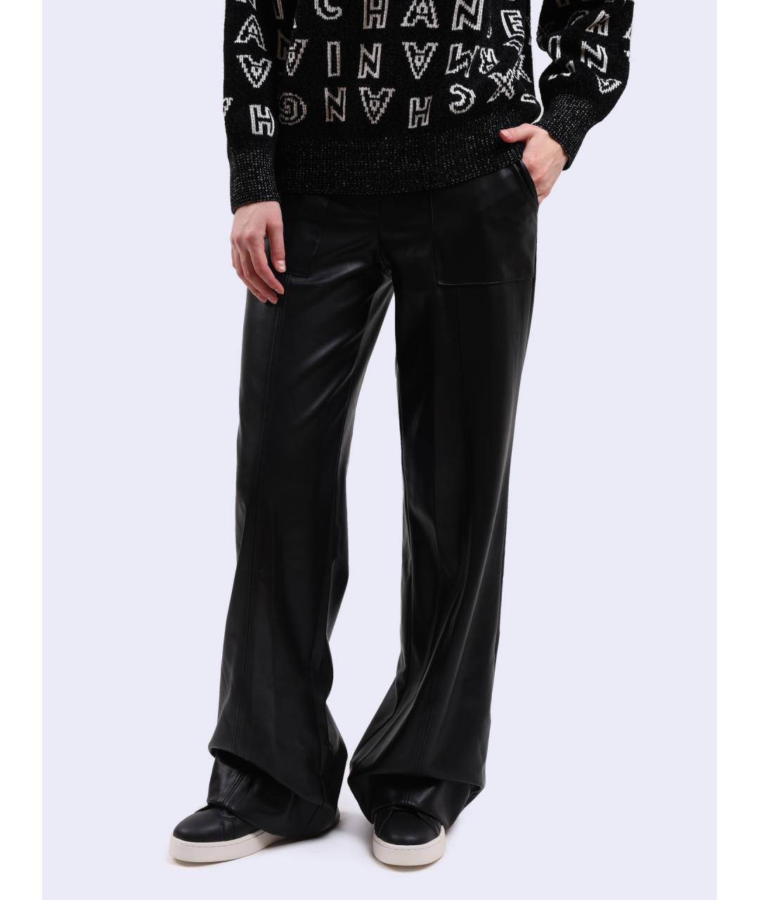 ARMANI EXCHANGE Черные кожаные прямые брюки, фото 5