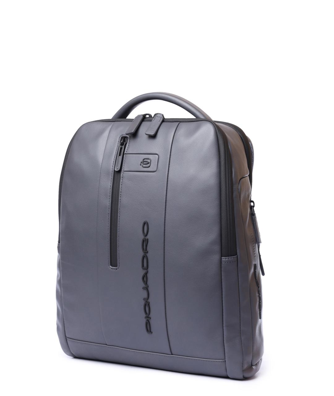 PIQUADRO Серый кожаный рюкзак, фото 2