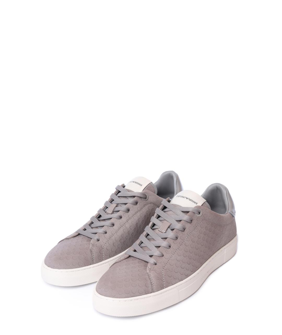 EMPORIO ARMANI Розовые кожаные низкие кроссовки / кеды, фото 2