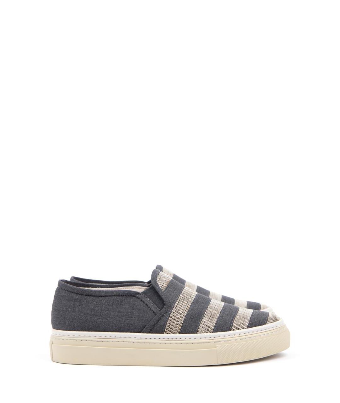 BRUNELLO CUCINELLI Серые текстильные слипоны, фото 5