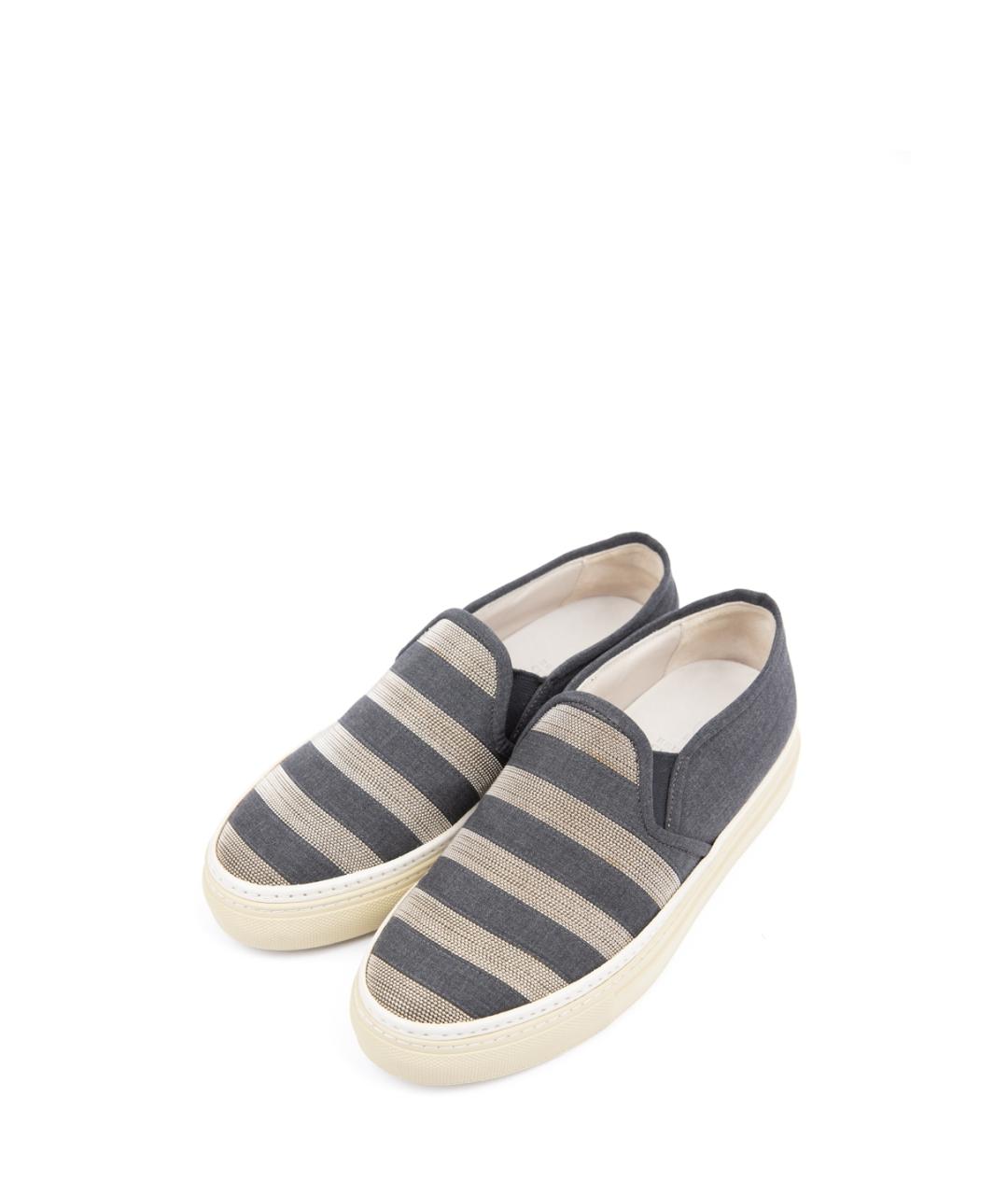 BRUNELLO CUCINELLI Серые текстильные слипоны, фото 2