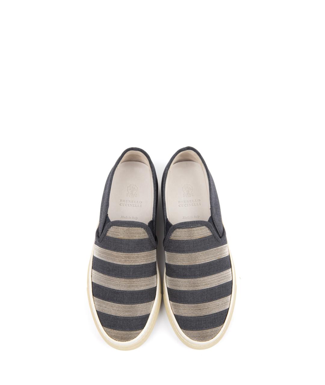 BRUNELLO CUCINELLI Серые текстильные слипоны, фото 4