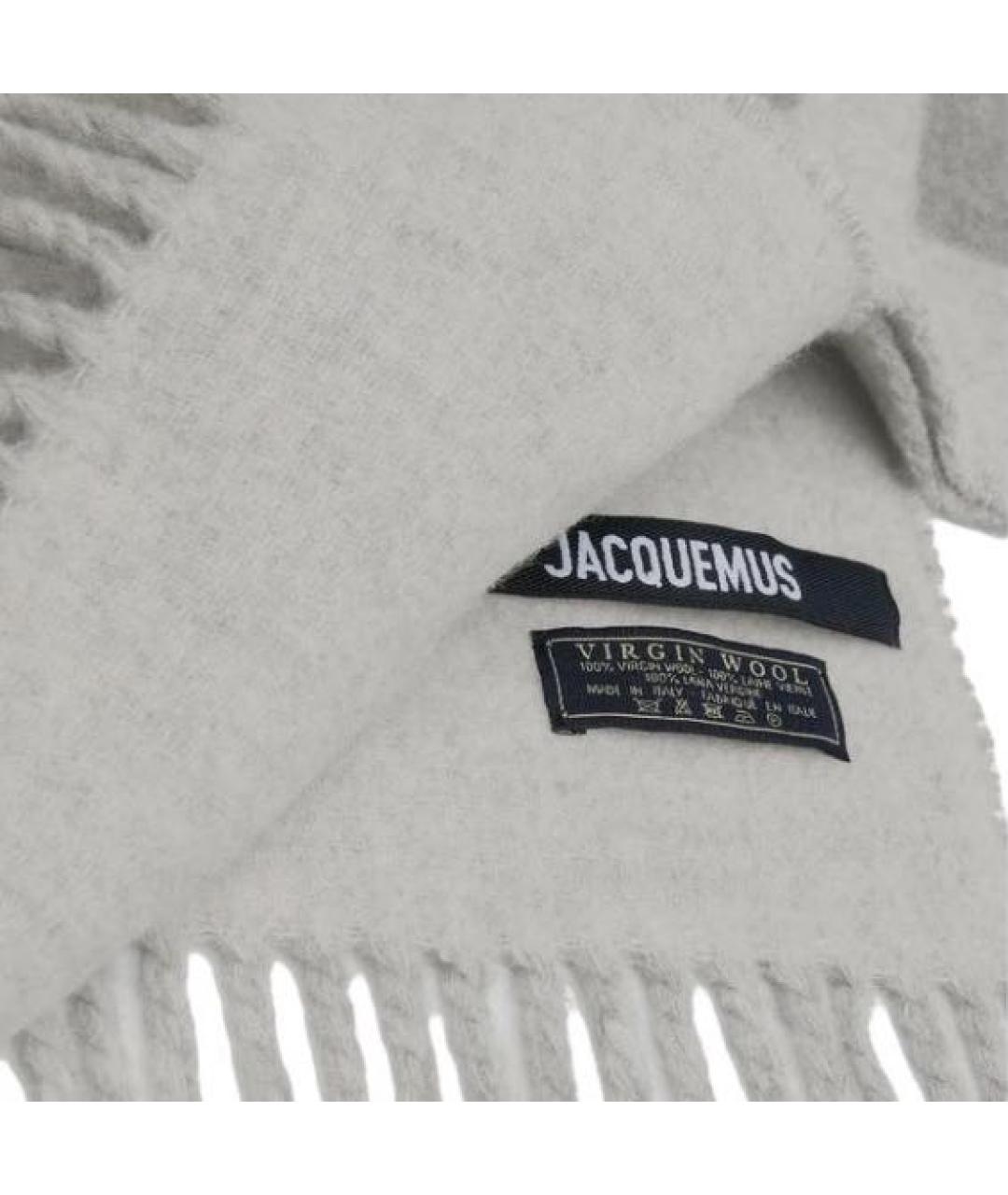 JACQUEMUS Серый шерстяной шарф, фото 3