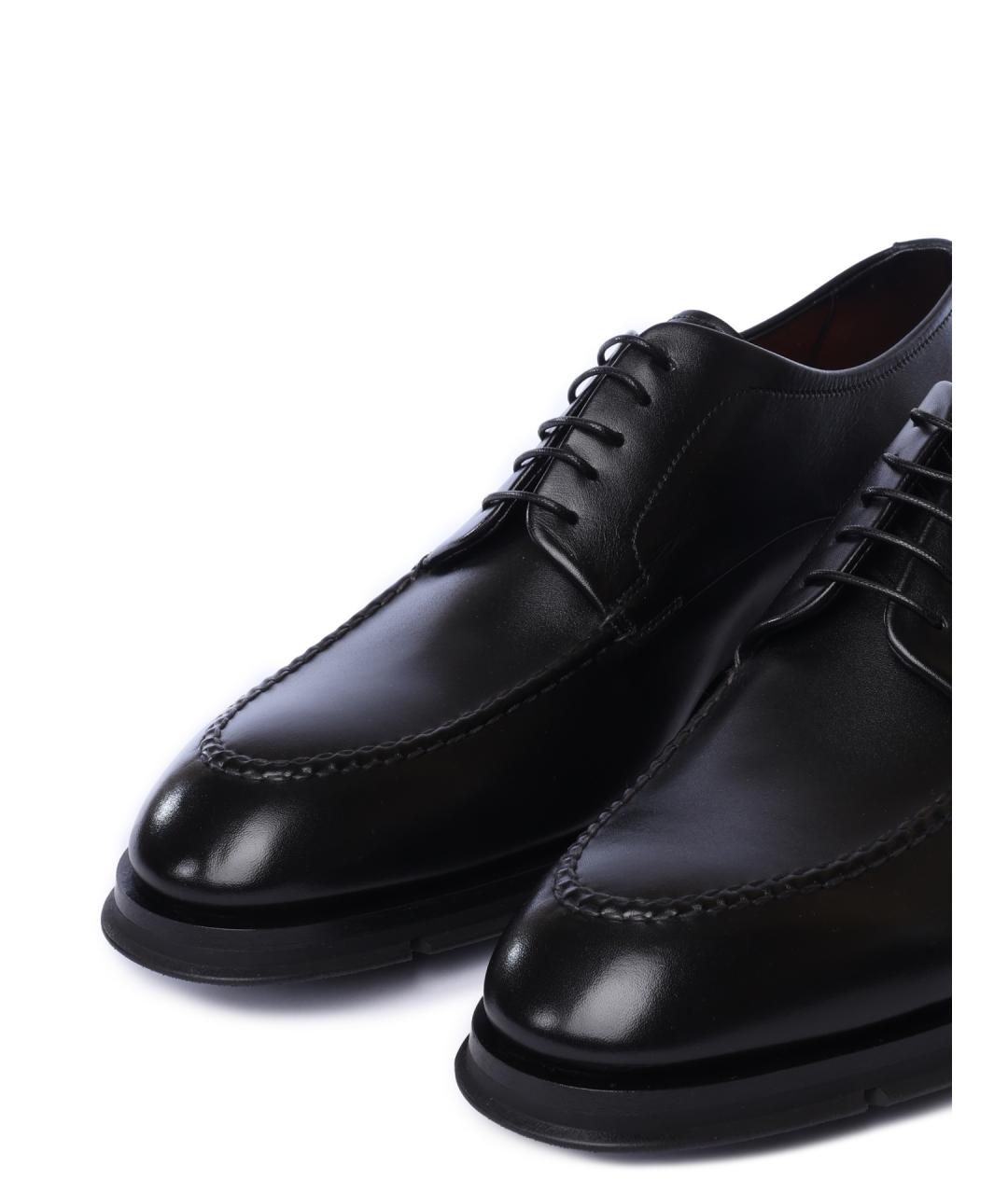 SANTONI Черные кожаные туфли, фото 6