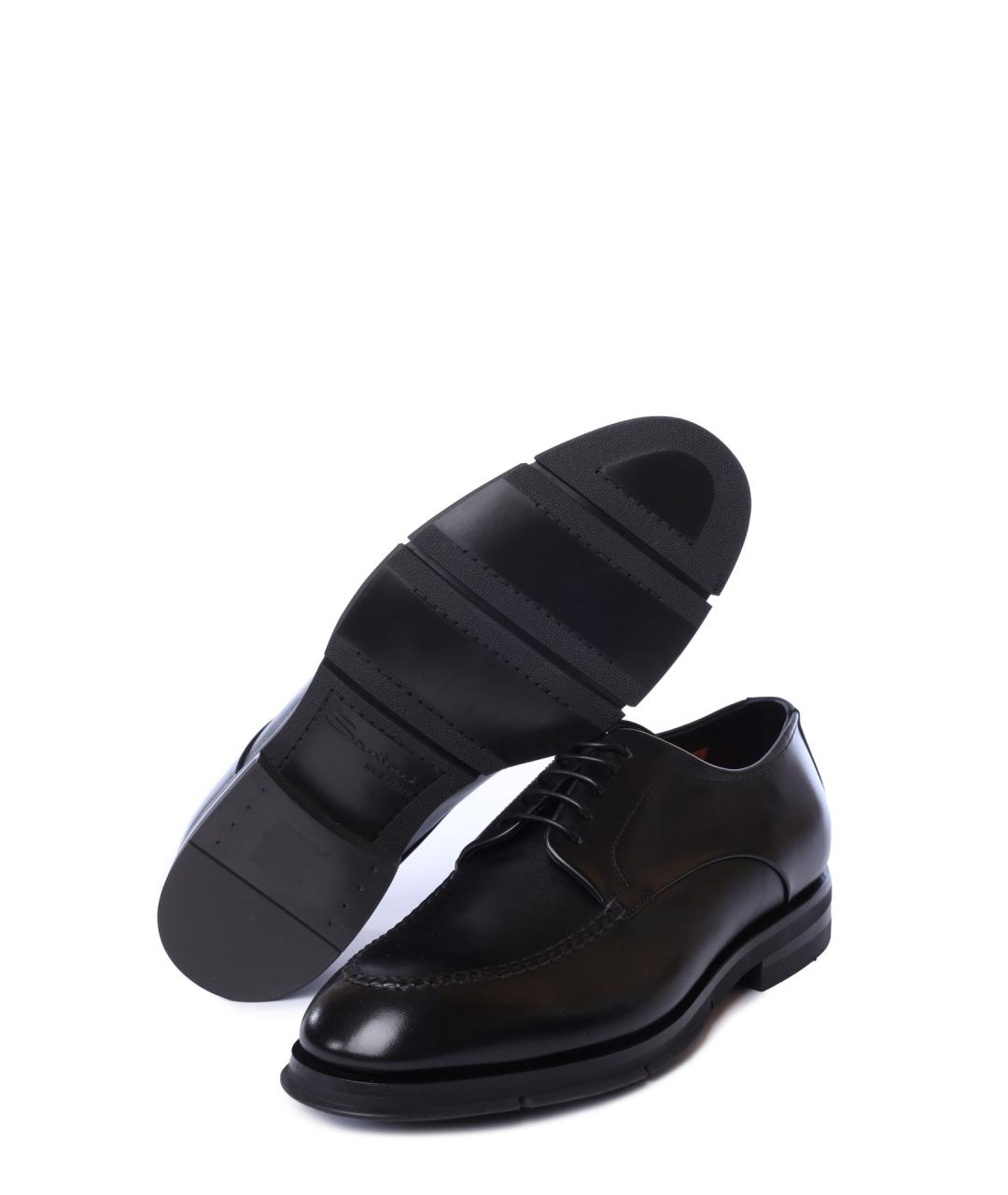 SANTONI Черные кожаные туфли, фото 5