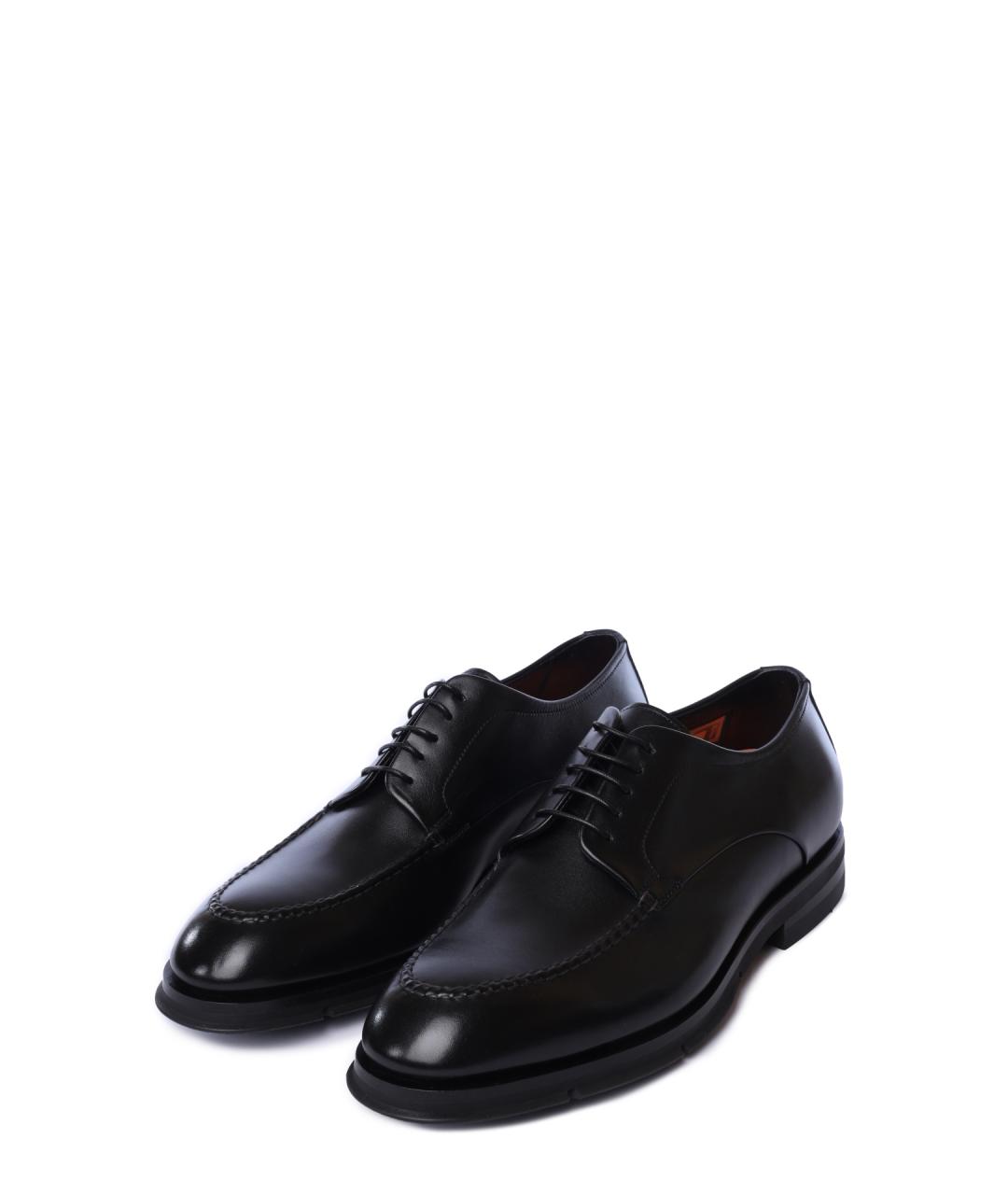 SANTONI Черные кожаные туфли, фото 2