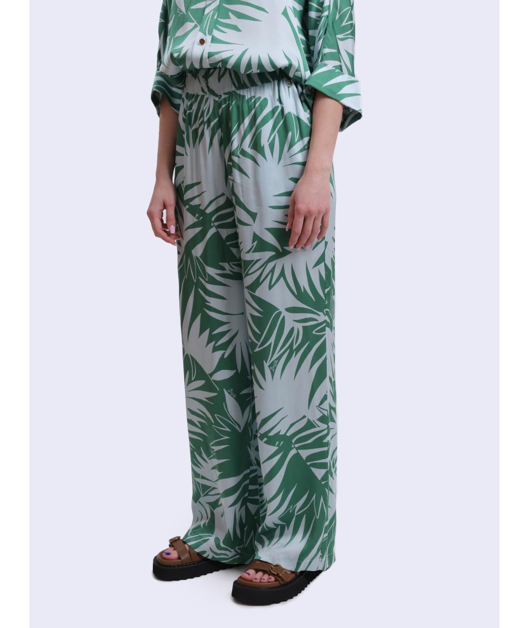 LIU JO Зеленые вискозные прямые брюки, фото 3