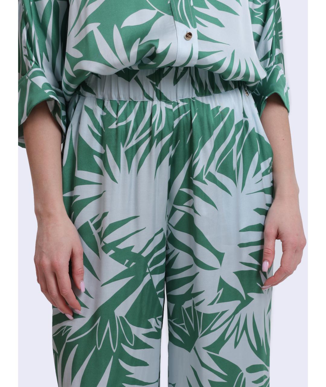 LIU JO Зеленые вискозные прямые брюки, фото 4