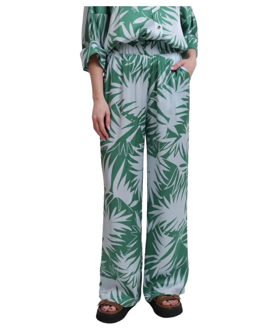 LIU JO Зеленые вискозные прямые брюки, фото 1