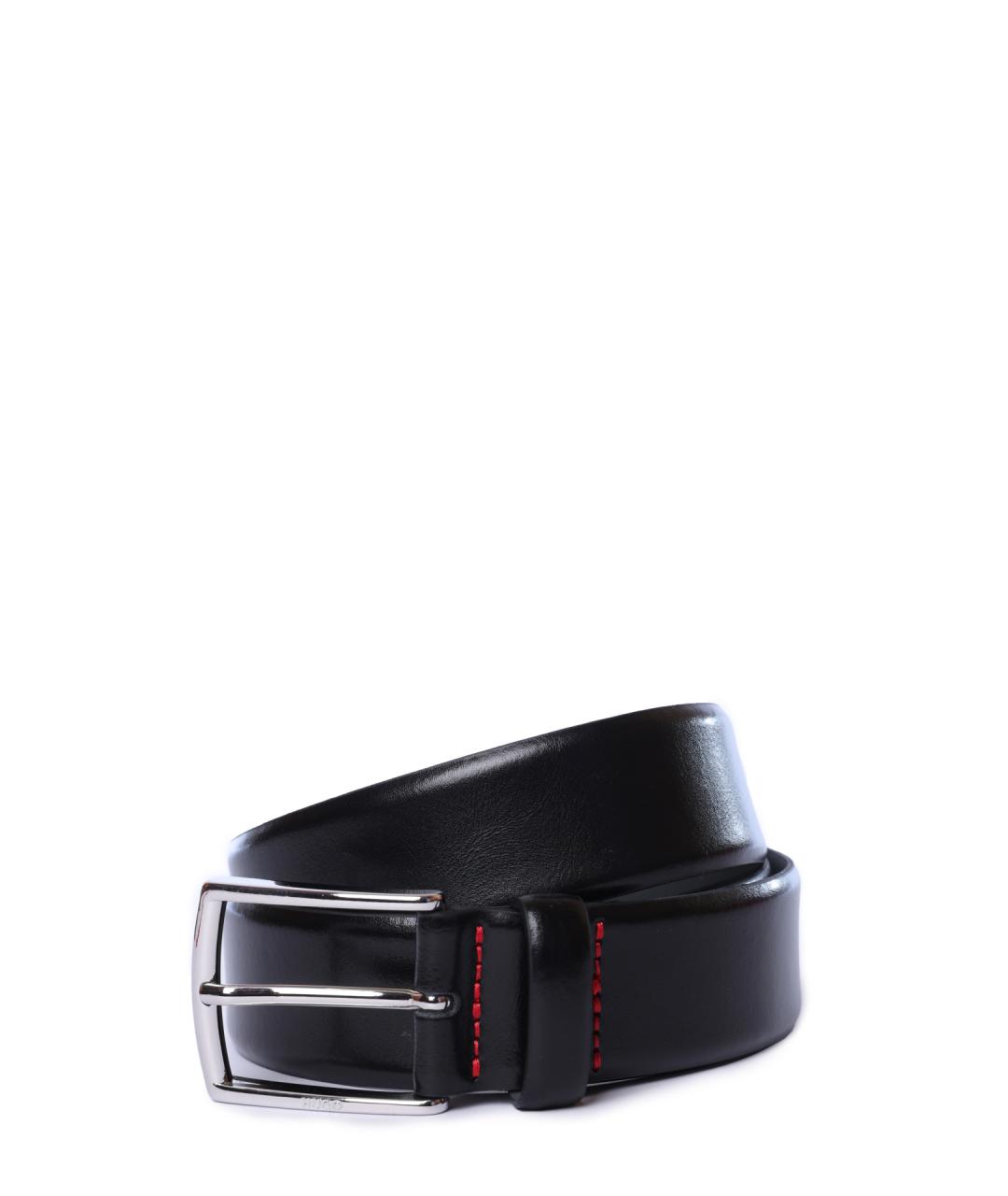 HUGO Черный кожаный ремень, фото 3