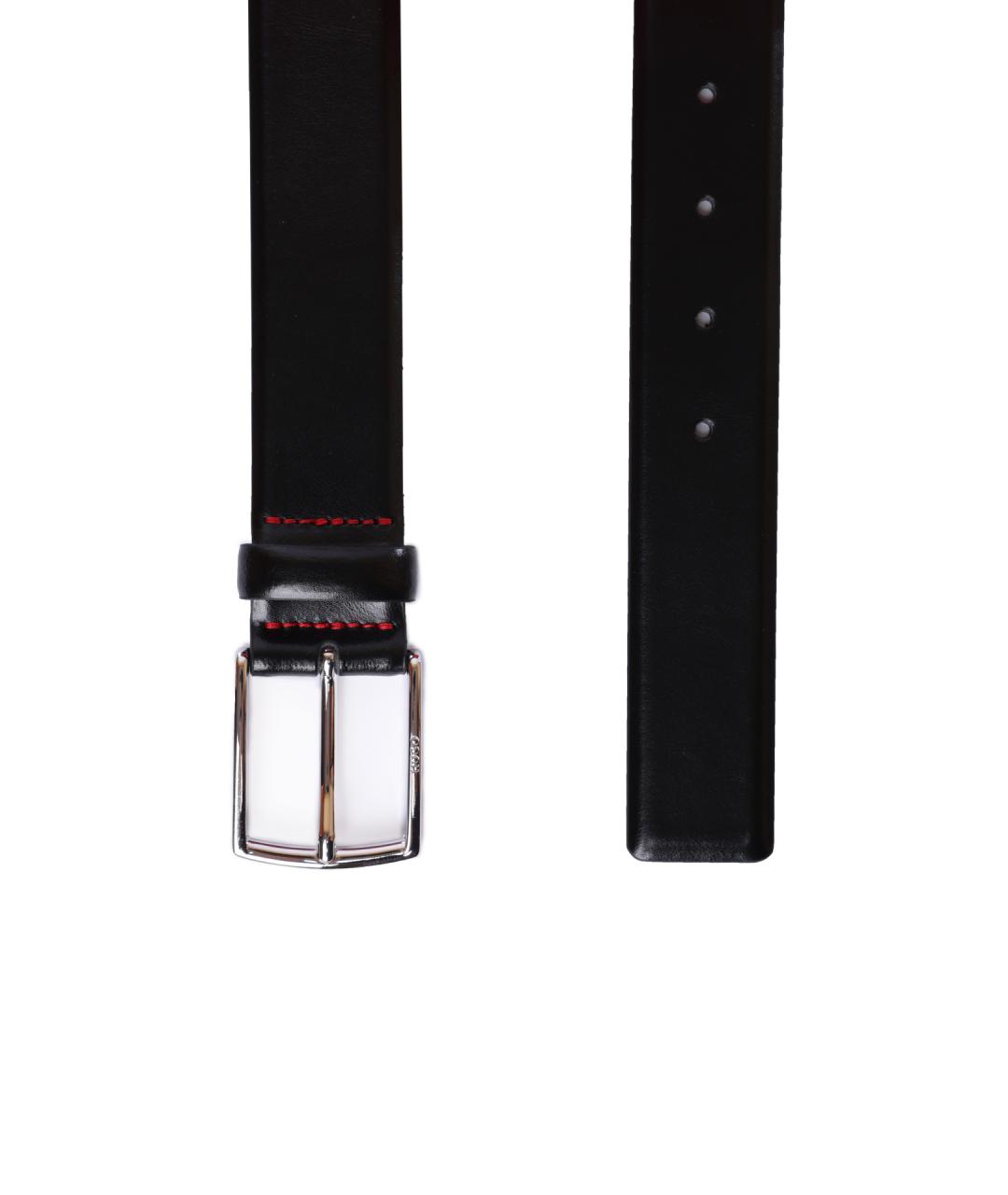 HUGO Черный кожаный ремень, фото 1